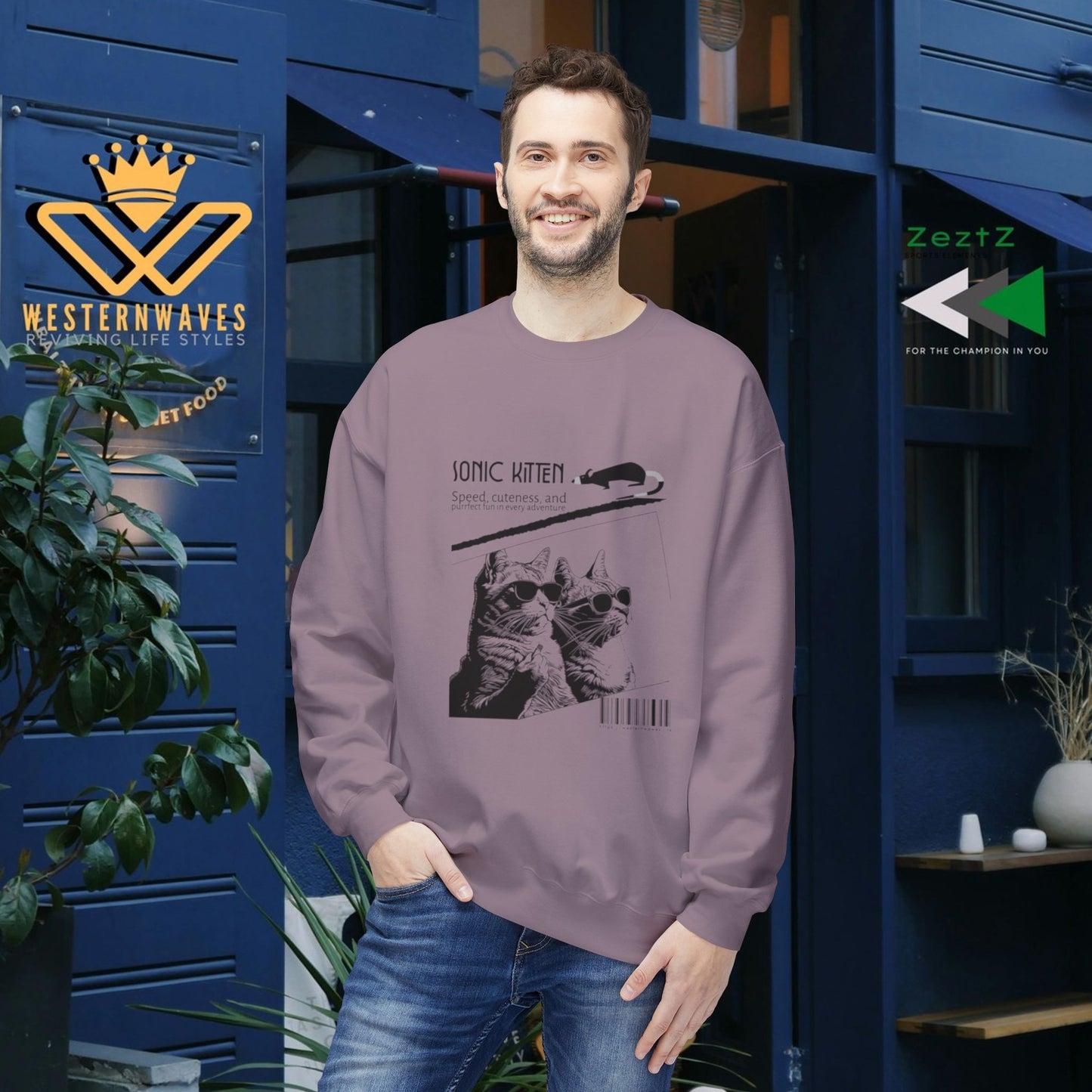 Unisex Midweight Fleece Crewneck Sweatshirt_ N3+ Series UXMWFCS PT2WW015_ WesternWaves Signature Limited Edition:
