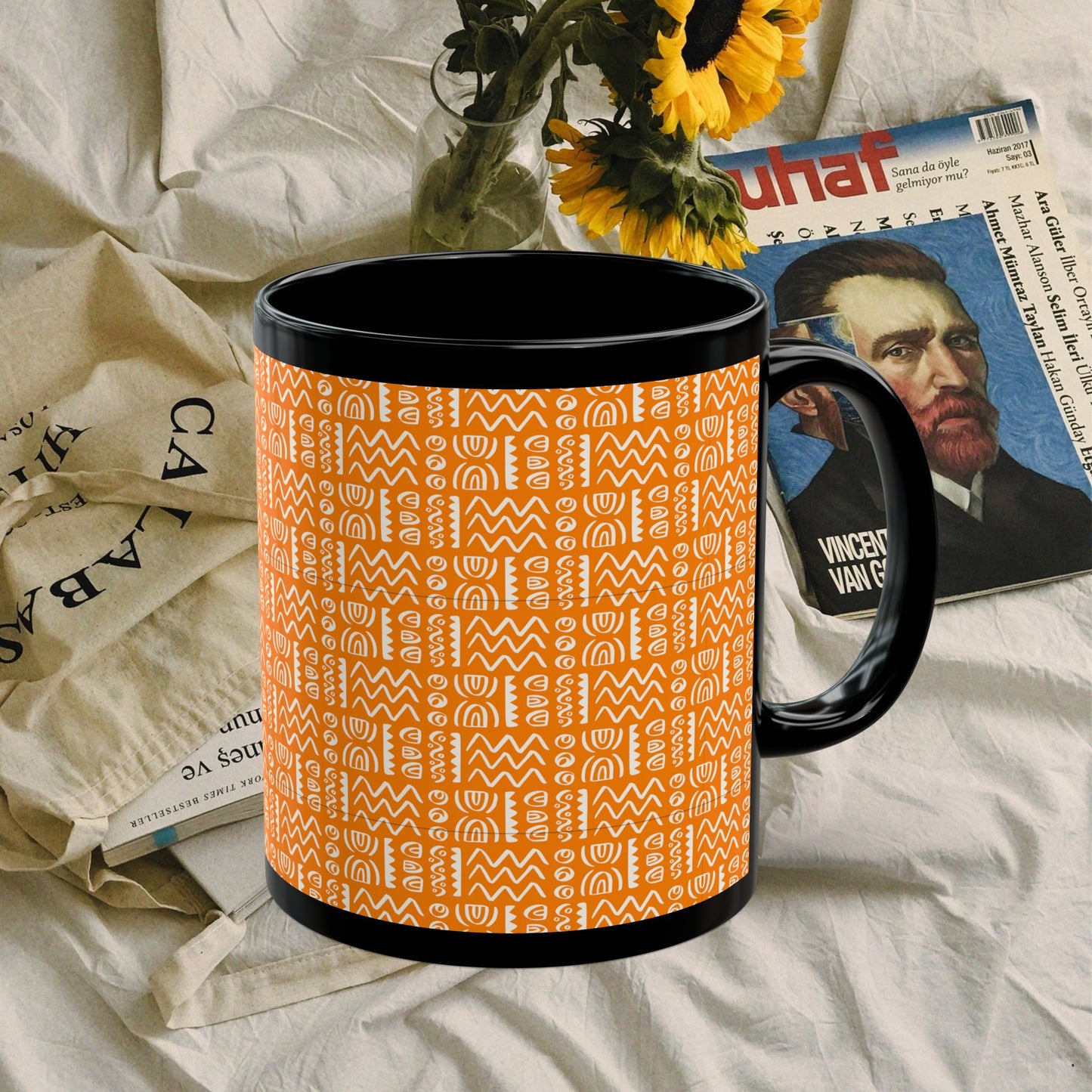 Black Mug (11oz, 15oz)_ N+ Series CBM PT2WW004_ Limited Edition Black Ceramic Mug by WesternWaves