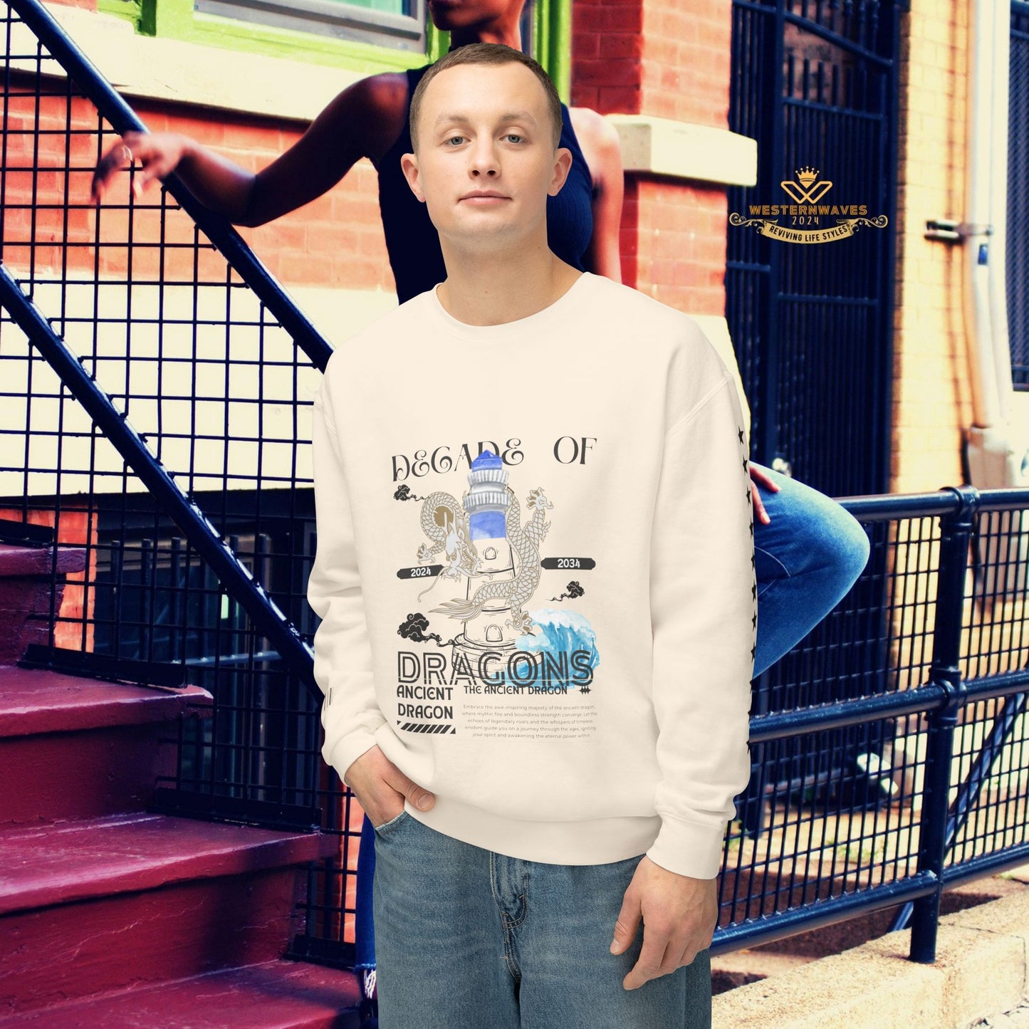 Unisex Lightweight Crewneck Sweatshirt_ N3+ Series ULWCSS PT2WW013_ Limited Edition Conscious Fashion Collaboration by WesternWaves: