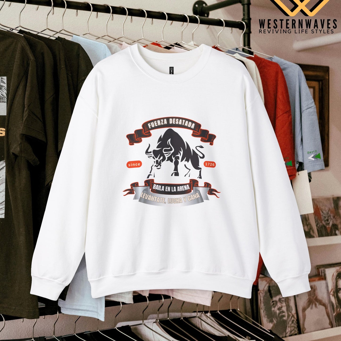Unisex Heavy Blend™ Crewneck Sweatshirt_ N3+ Series UHBCSS PT2WW038_ Limited Edition Pure Luxury By WesternWaves: