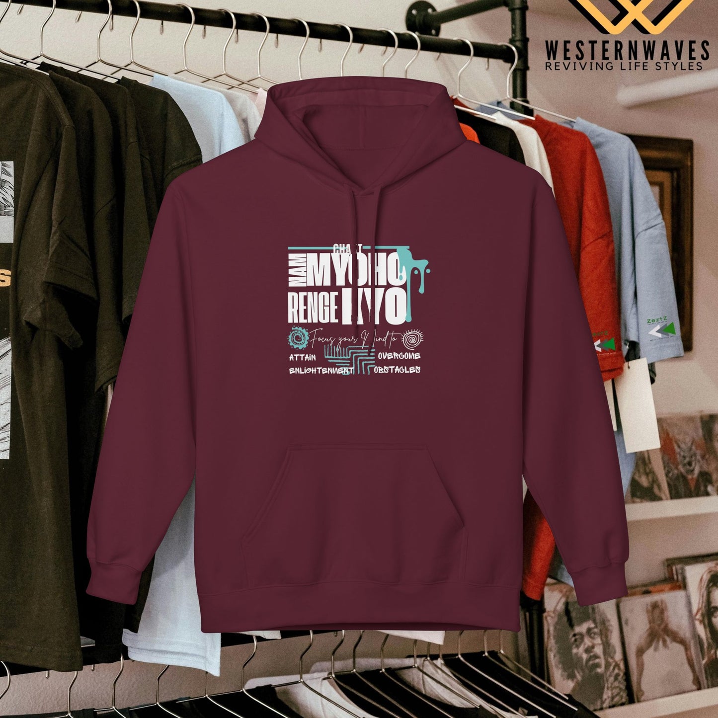 Unisex Midweight Softstyle Fleece Hoodie_ N3+ Series USMWSSFH PT2WW004_ Limited Edition Luxuriously Soft 100% Cotton Face by WesternWaves: