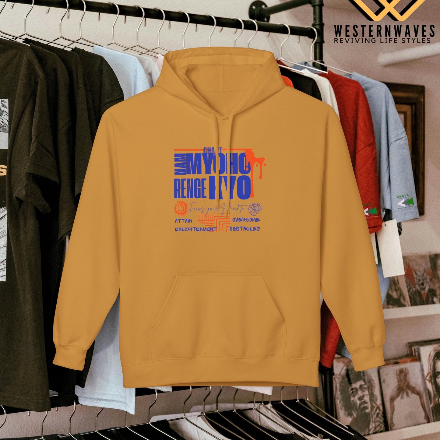 Unisex Midweight Softstyle Fleece Hoodie_ N3+ Series USMWSSFH PT2WW003_ Limited Edition Luxuriously Soft 100% Cotton Face by WesternWaves: