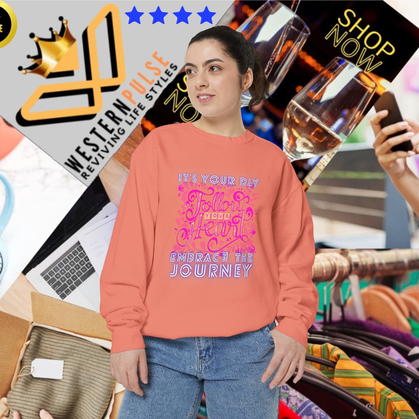 Unisex Garment-Dyed Sweatshirt_ N3+ Series UGDSS PT2WW001_ WesternWaves Limited Edition:
