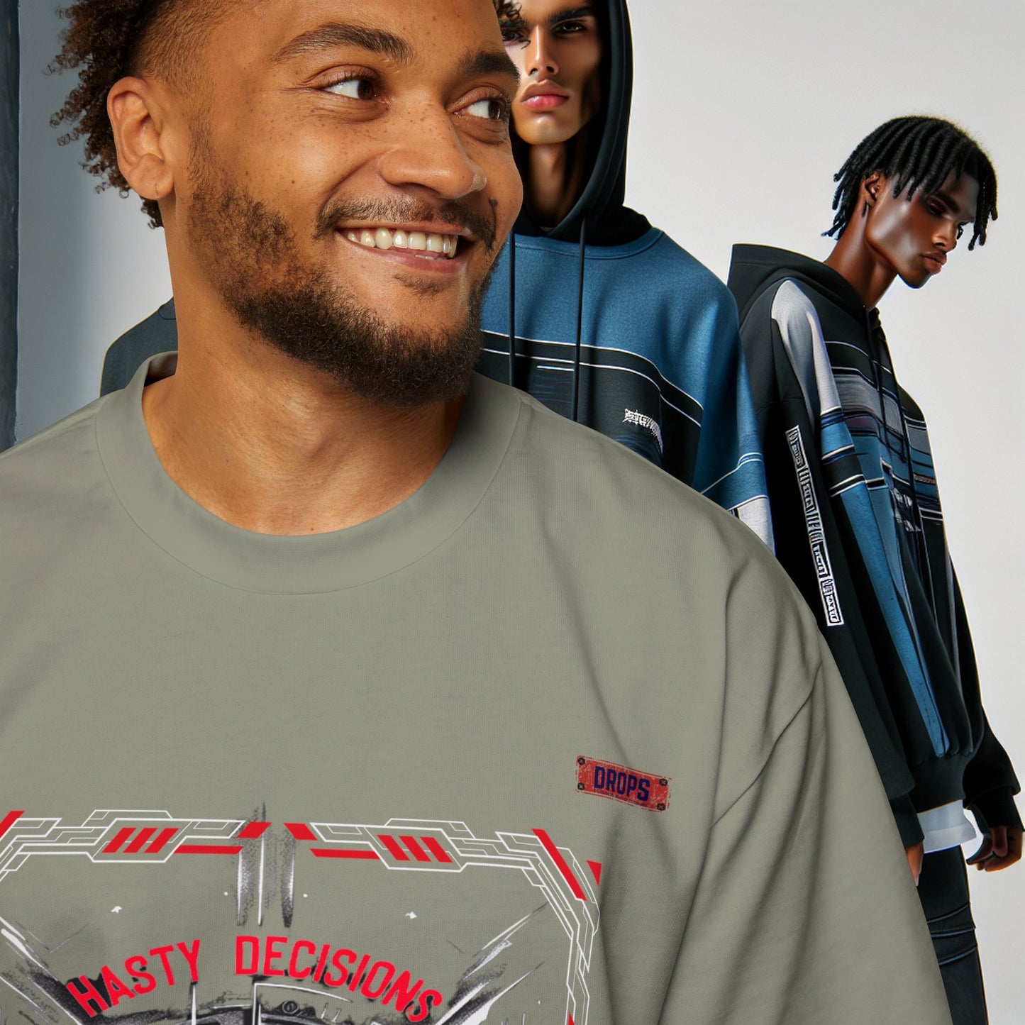 Men's Oversized Graphic Tee_ Series N8+ MENSOSGTEE PT2WW001_ Series SHD 008_ Limited Edition Unique Casual Wear by WesternWaves: