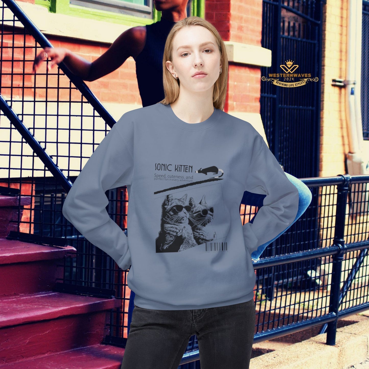 Unisex Midweight Fleece Crewneck Sweatshirt_ N3+ Series UXMWFCS PT2WW015_ WesternWaves Signature Limited Edition: