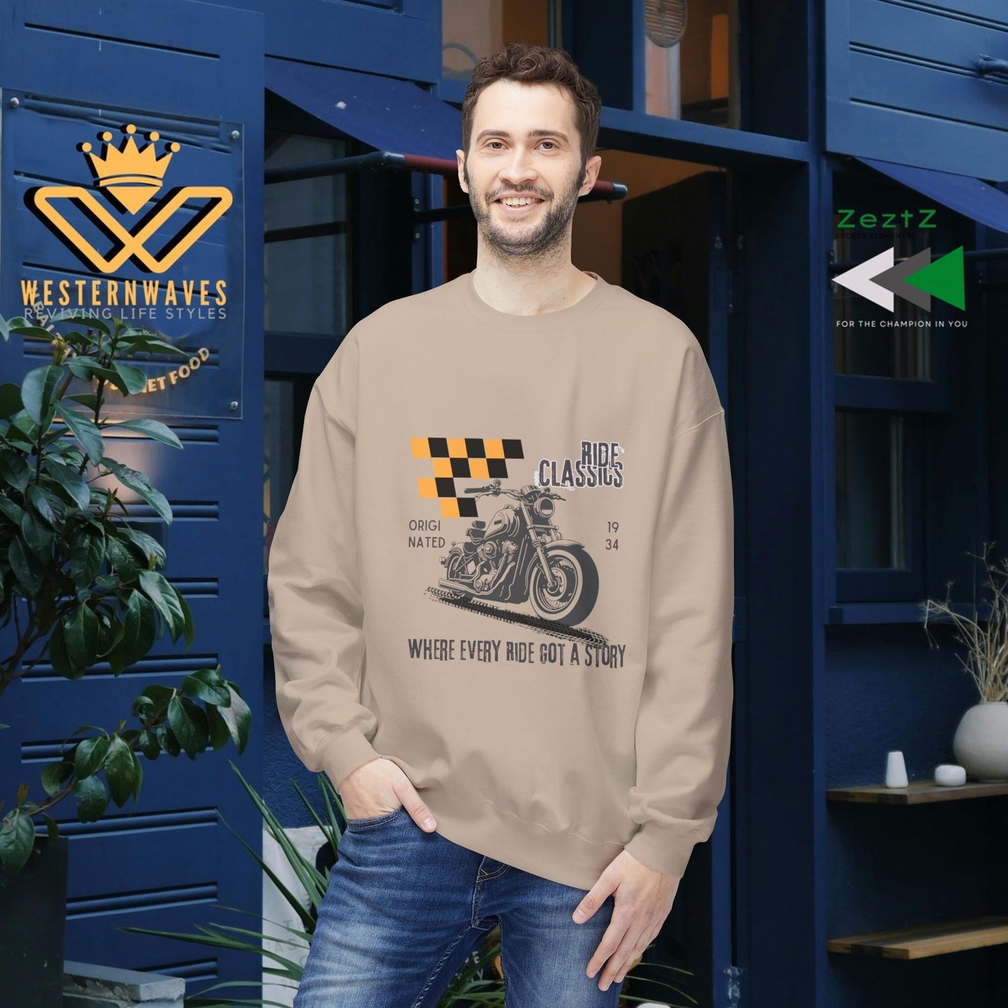 Unisex Midweight Softstyle Fleece Crewneck Sweatshirt_ N3+ Series USMWSSFCNSS PT2WW003_ Limited Edition Stylish Eco-conscious Raw Classic by WesternWaves: