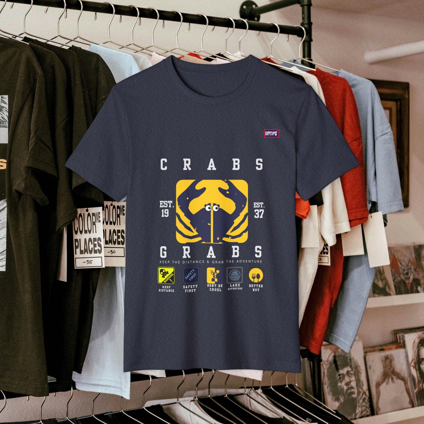 Eco-Friendly Crab Graphic Tee, Sustainable Fashion T-Shirt, Unisex Nature Lover Gift, Beach Vibes Apparel, Boho T-Shirt_ 22 May 2025_ 001