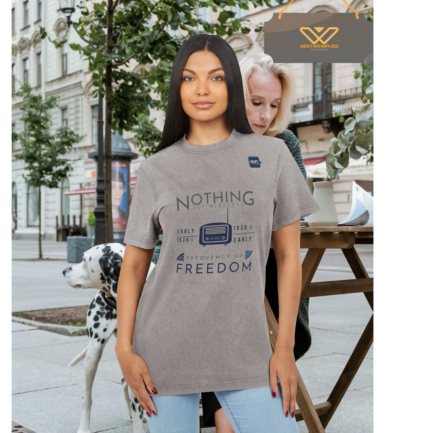Unisex Vintage Acid Washed Freedom Tee – N6+ Series VAWFTEE PT2WW001_ Limited Edition by WesternWaves_