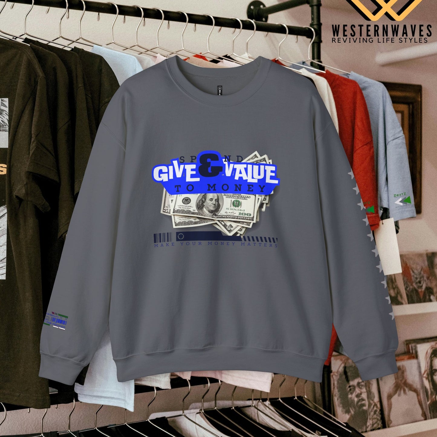 Unisex Heavy Blend™ Crewneck Sweatshirt_ N3+ Series UHBCSS PT2WW036_ Limited Edition Pure Luxury By WesternWaves: