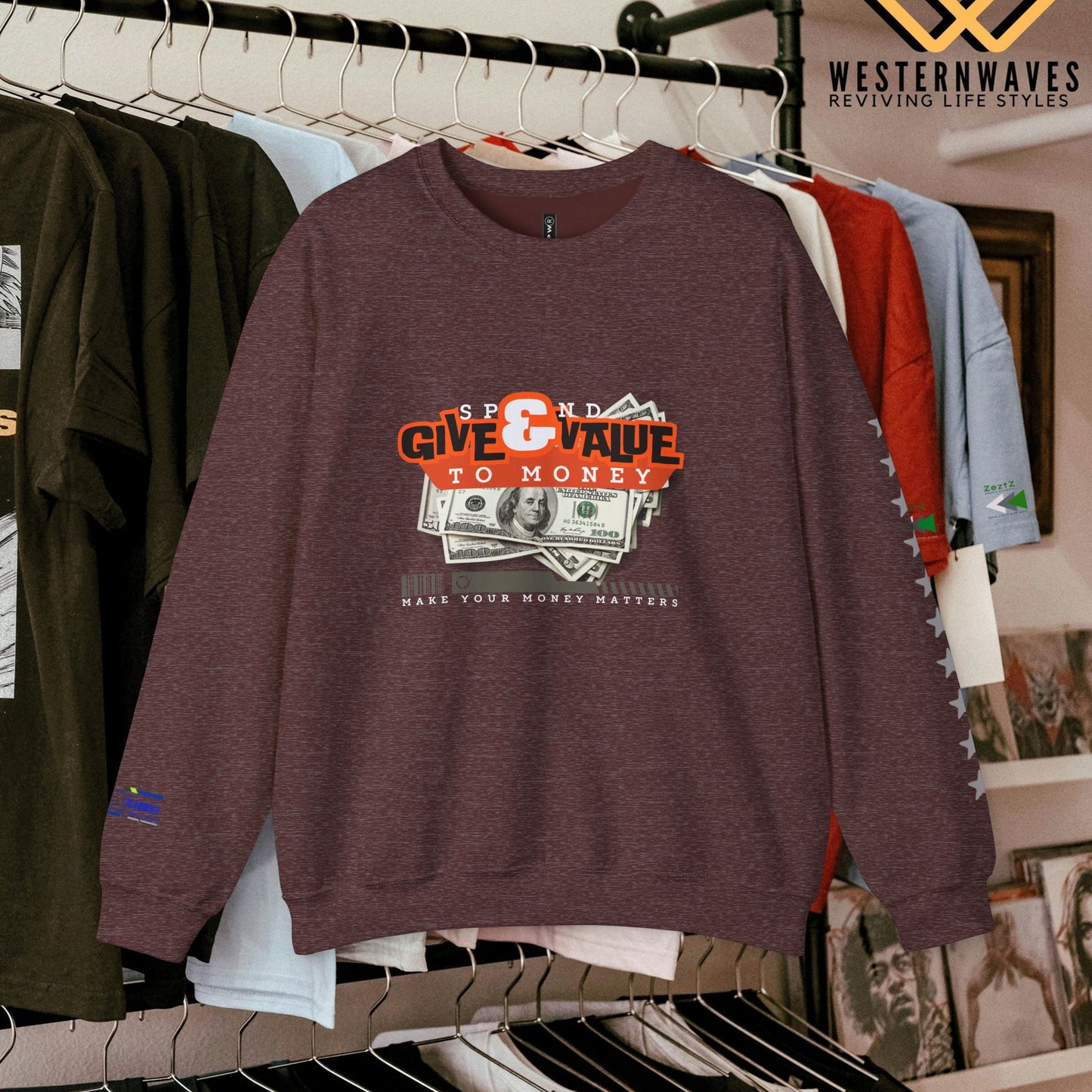 Unisex Heavy Blend™ Crewneck Sweatshirt_ N3+ Series UHBCSS PT2WW035_ Limited Edition Pure Luxury By WesternWaves: