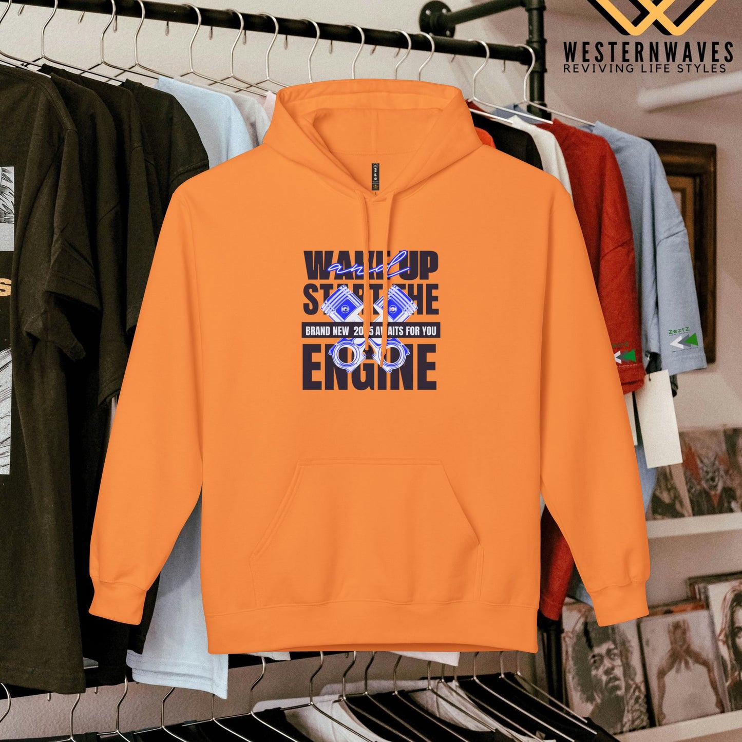 Unisex Midweight Softstyle Fleece Hoodie_ N3+ Series USMWSSFH PT2WW010_ Limited Edition Luxuriously Soft 100% Cotton Face by WesternWaves:
