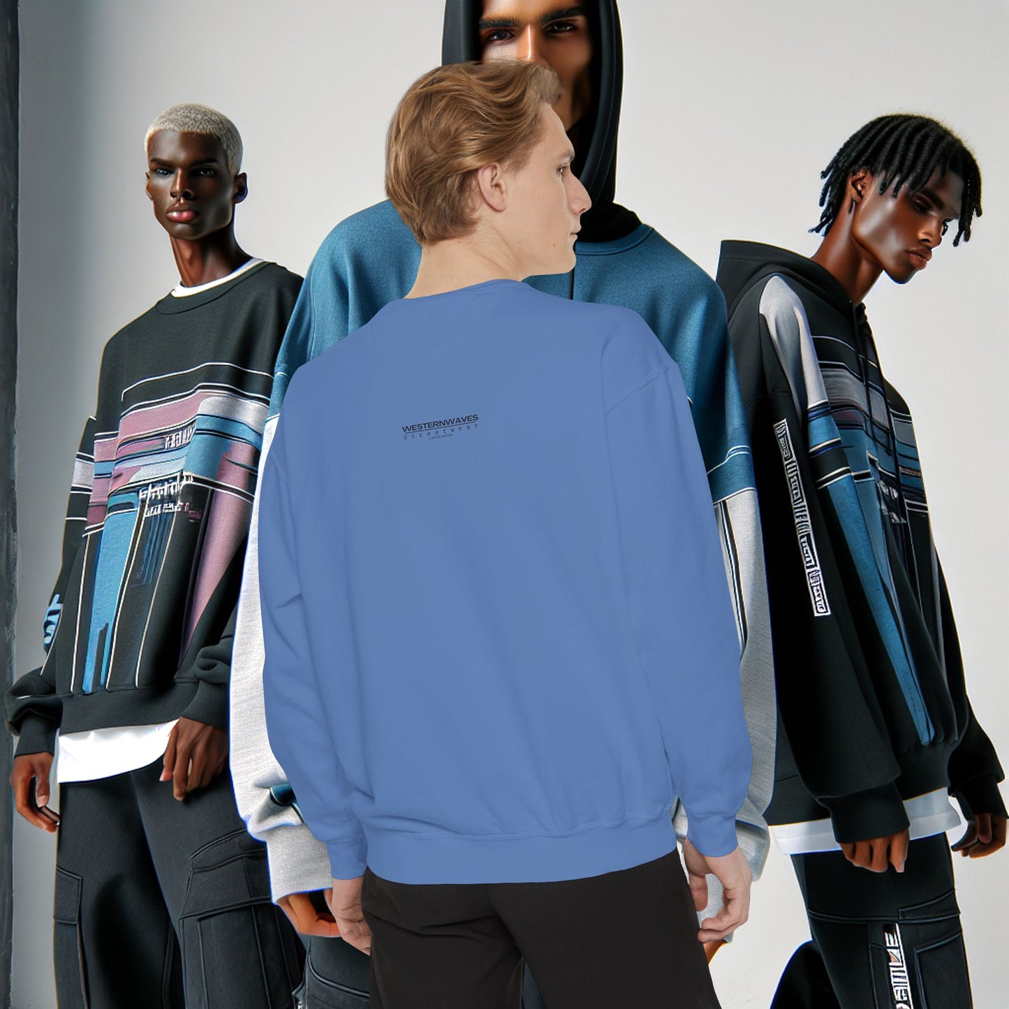 Unisex Garment-Dyed Sweatshirt_ N8+ Series SPW USMWSSFCNSS PT2WW001_ Limited Edition by WesternWaves: