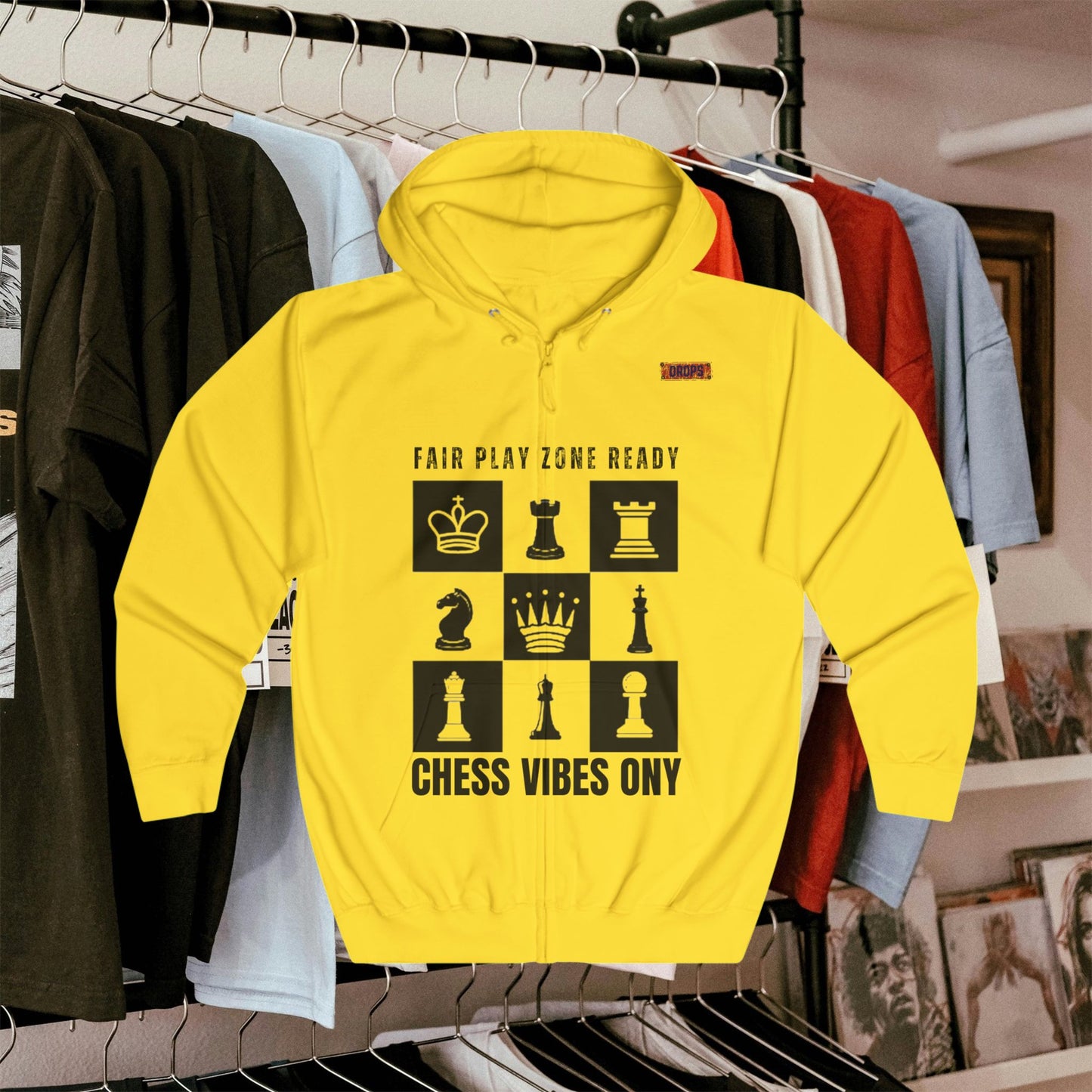 Unisex Full Zip Hoodie_ UWDP3_ Series N8+ USFZH PT2WW001_ Limited Edition Unique Chess Merch by WesternWaves: