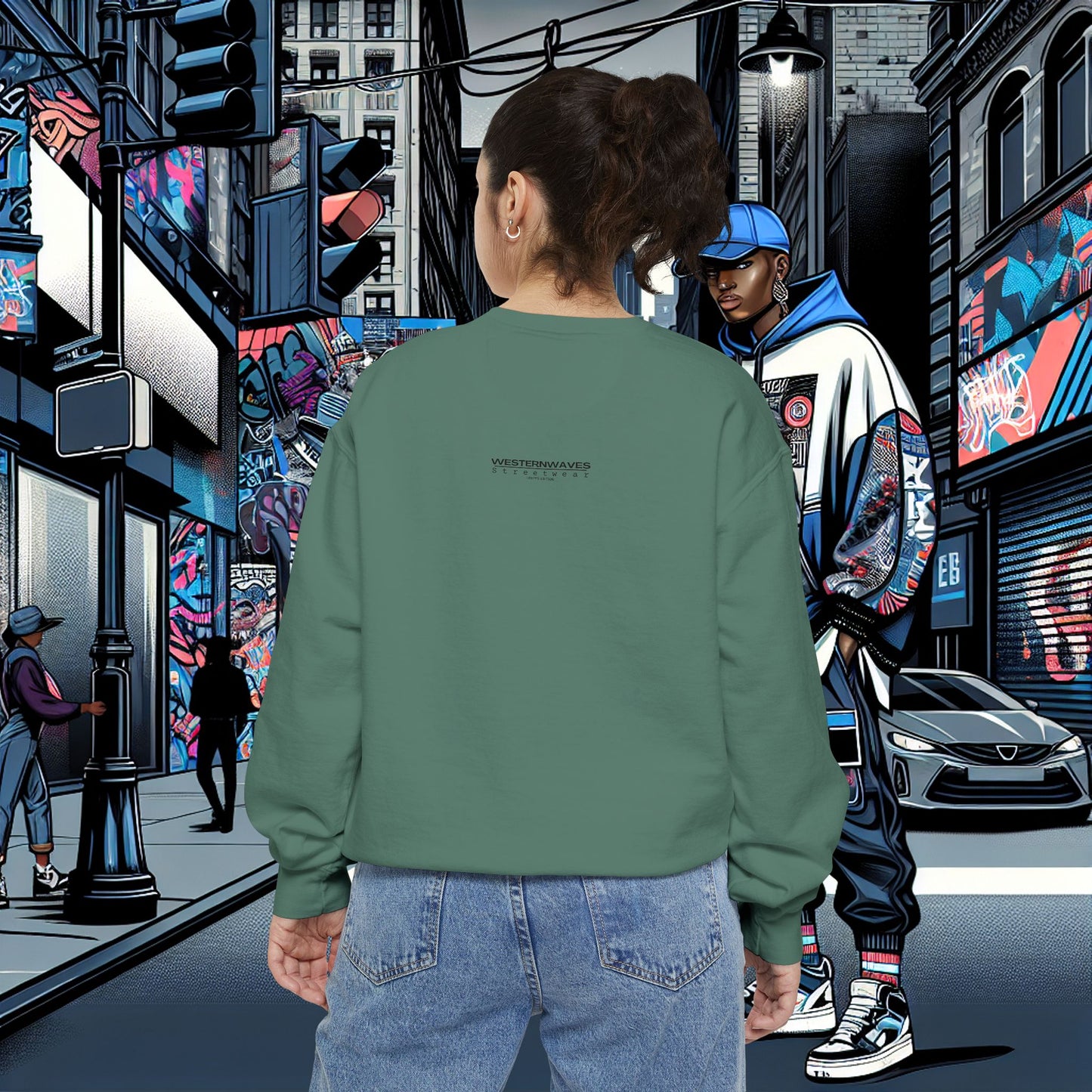 Unisex Garment-Dyed Sweatshirt_ N8+ Series SPW USMWSSFCNSS PT2WW001_ Limited Edition by WesternWaves: