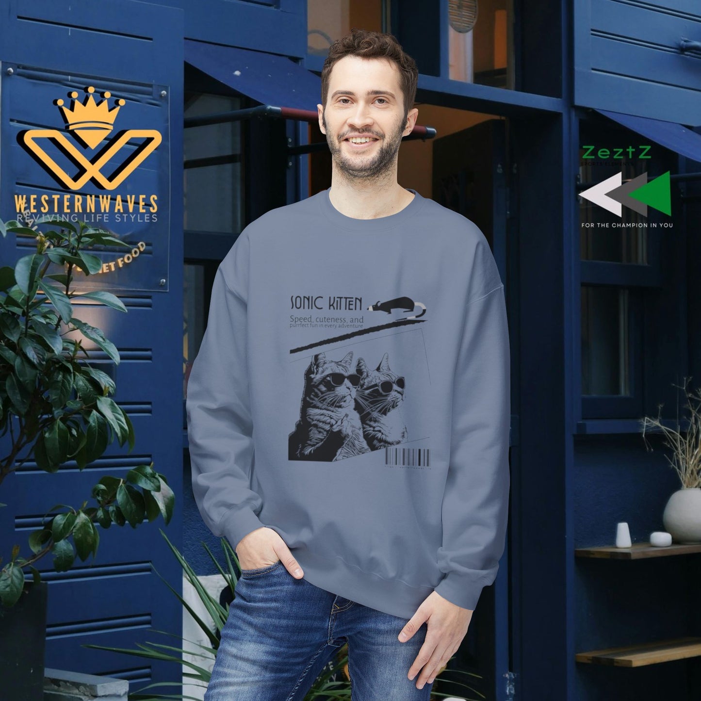 Unisex Midweight Fleece Crewneck Sweatshirt_ N3+ Series UXMWFCS PT2WW015_ WesternWaves Signature Limited Edition: