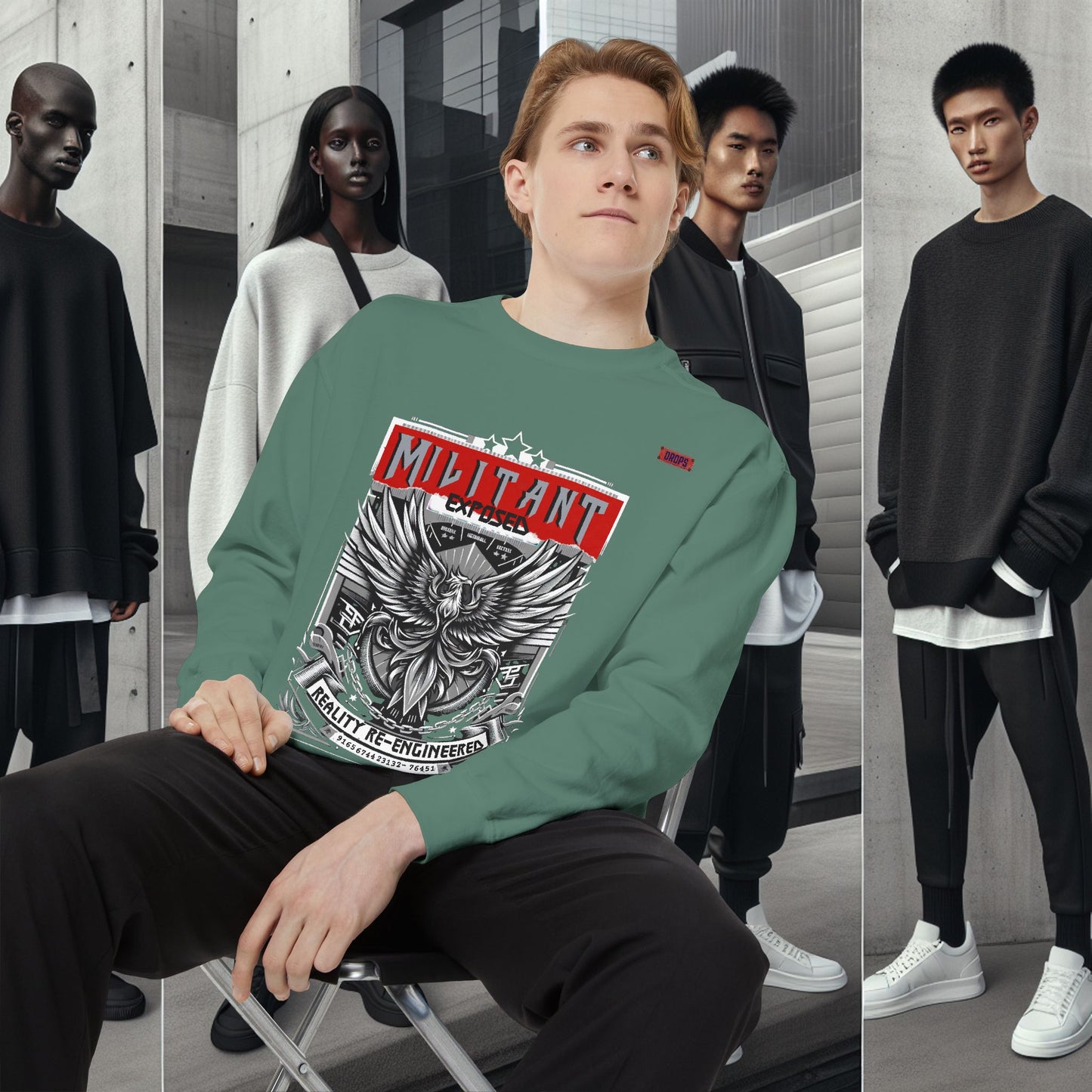 Unisex Garment-Dyed Sweatshirt_ N8+ Series SPW USMWSSFCNSS PT2WW001_ Limited Edition by WesternWaves: