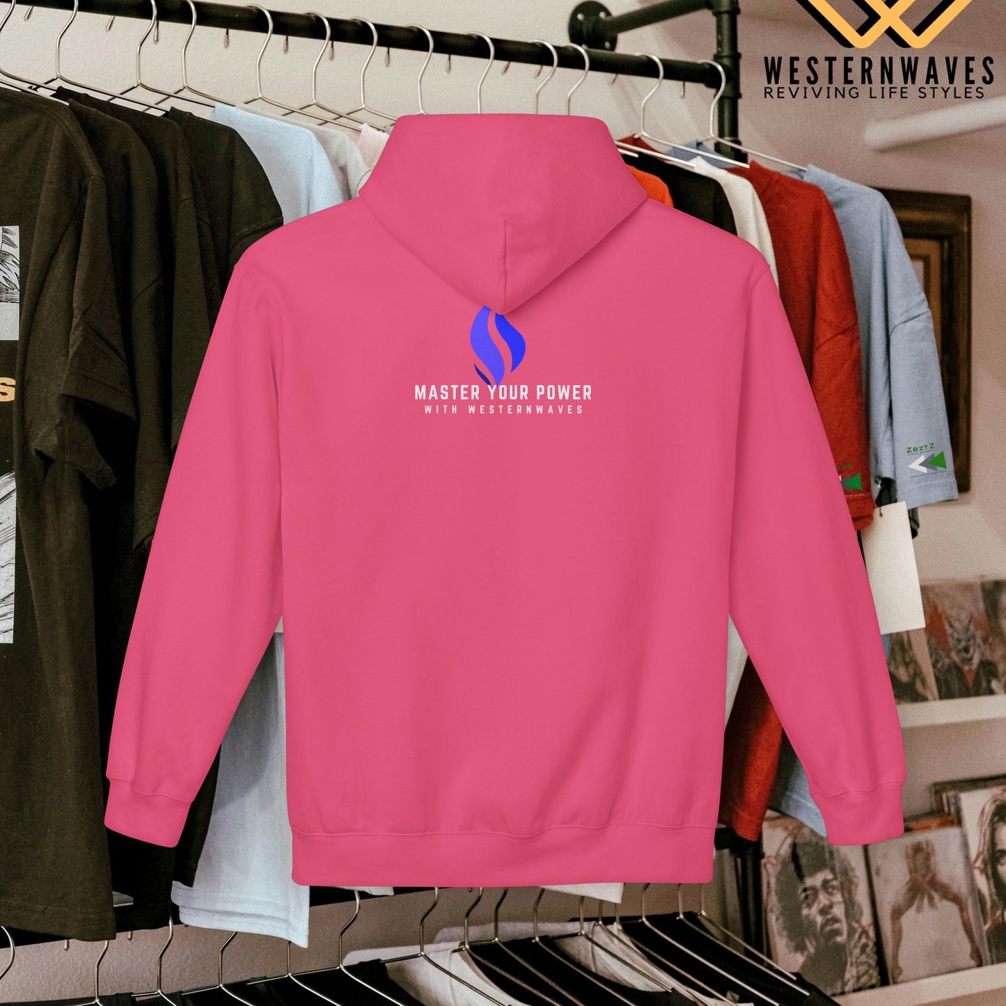 Unisex Midweight Softstyle Fleece Hoodie_ N3+ Series USMWSSFH PT2WW004_ Limited Edition Luxuriously Soft 100% Cotton Face by WesternWaves: