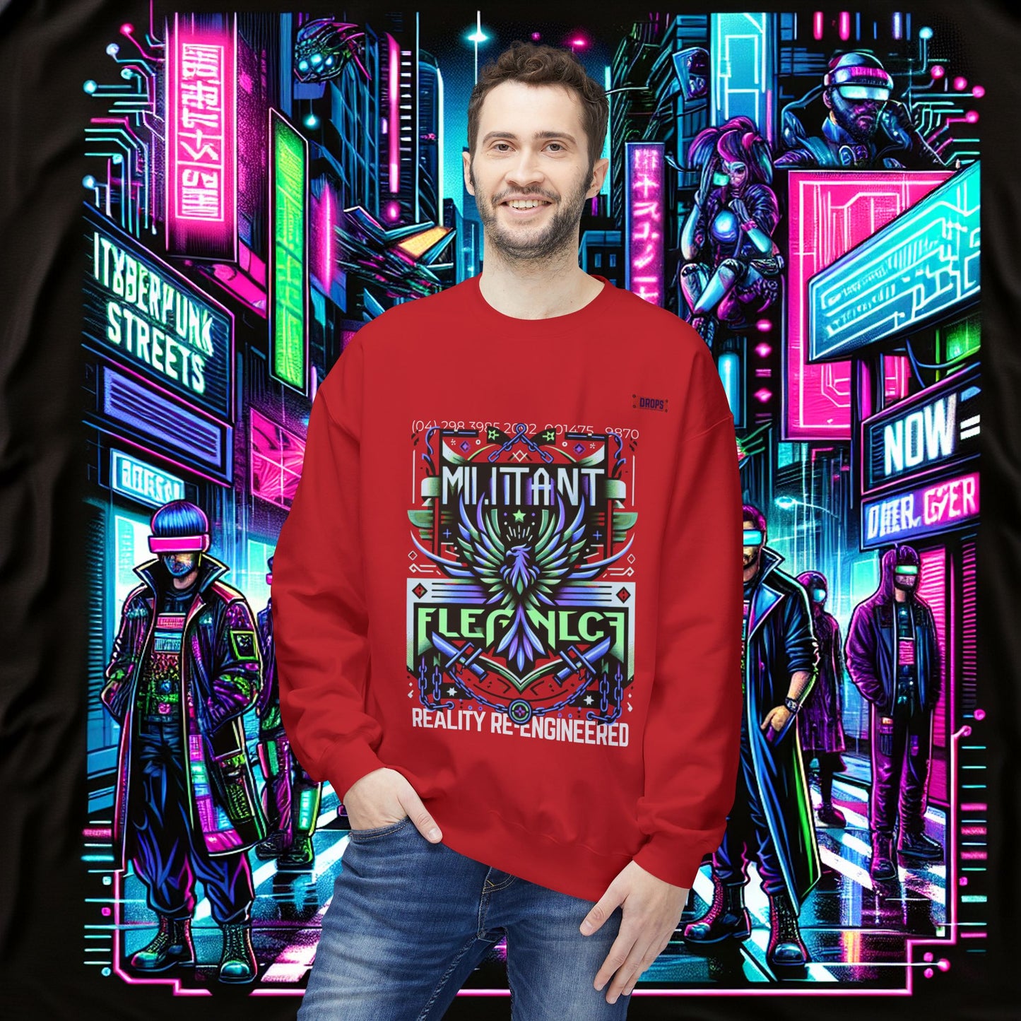 Unisex Midweight Softstyle Fleece Crewneck Sweatshirt_ Series N8+ USMWSSFCNSS PT2WW001_ UWD 0027_ Limited Edition Graphic Pullover by WesternWaves:
