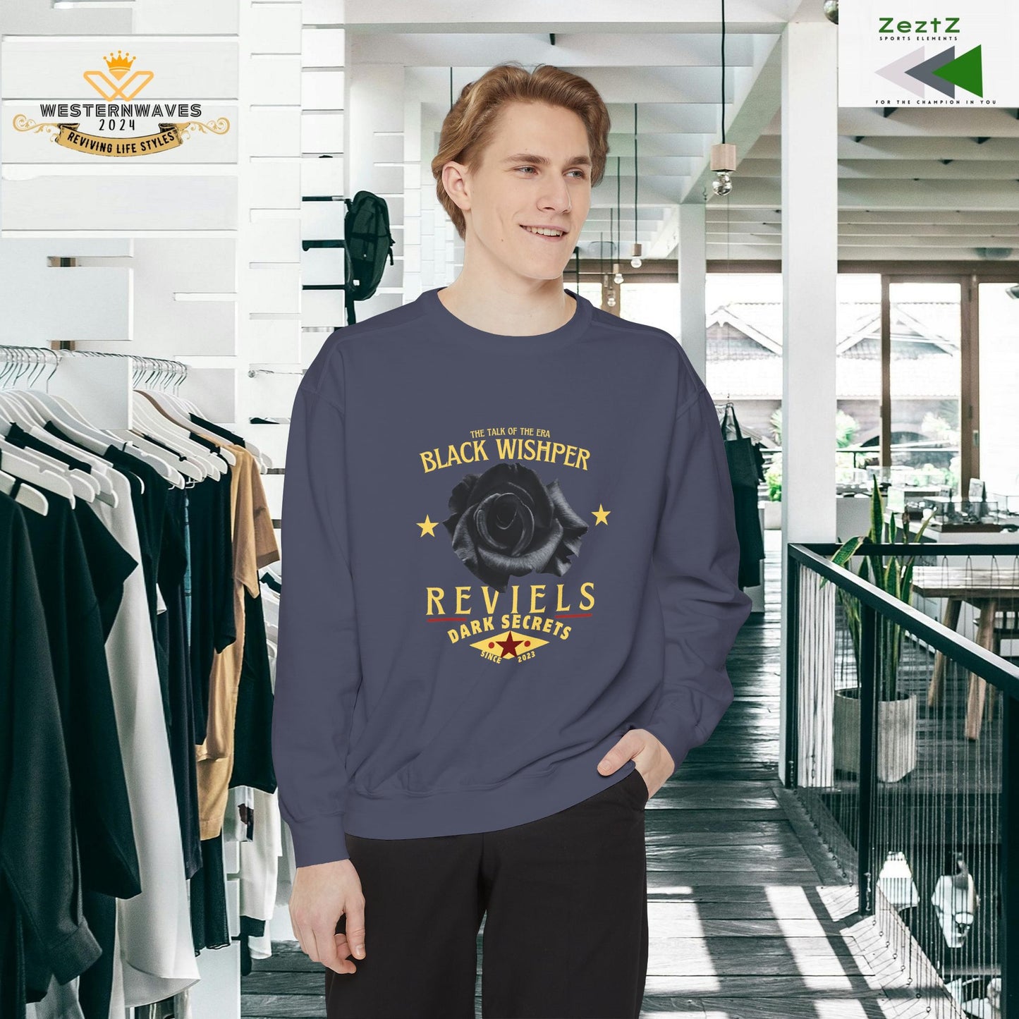 Unisex Garment-Dyed Sweatshirt_ N3+ Series UGDSS PT2WW001_ Limited Edition Luxurious Comfort by WesternWawes: