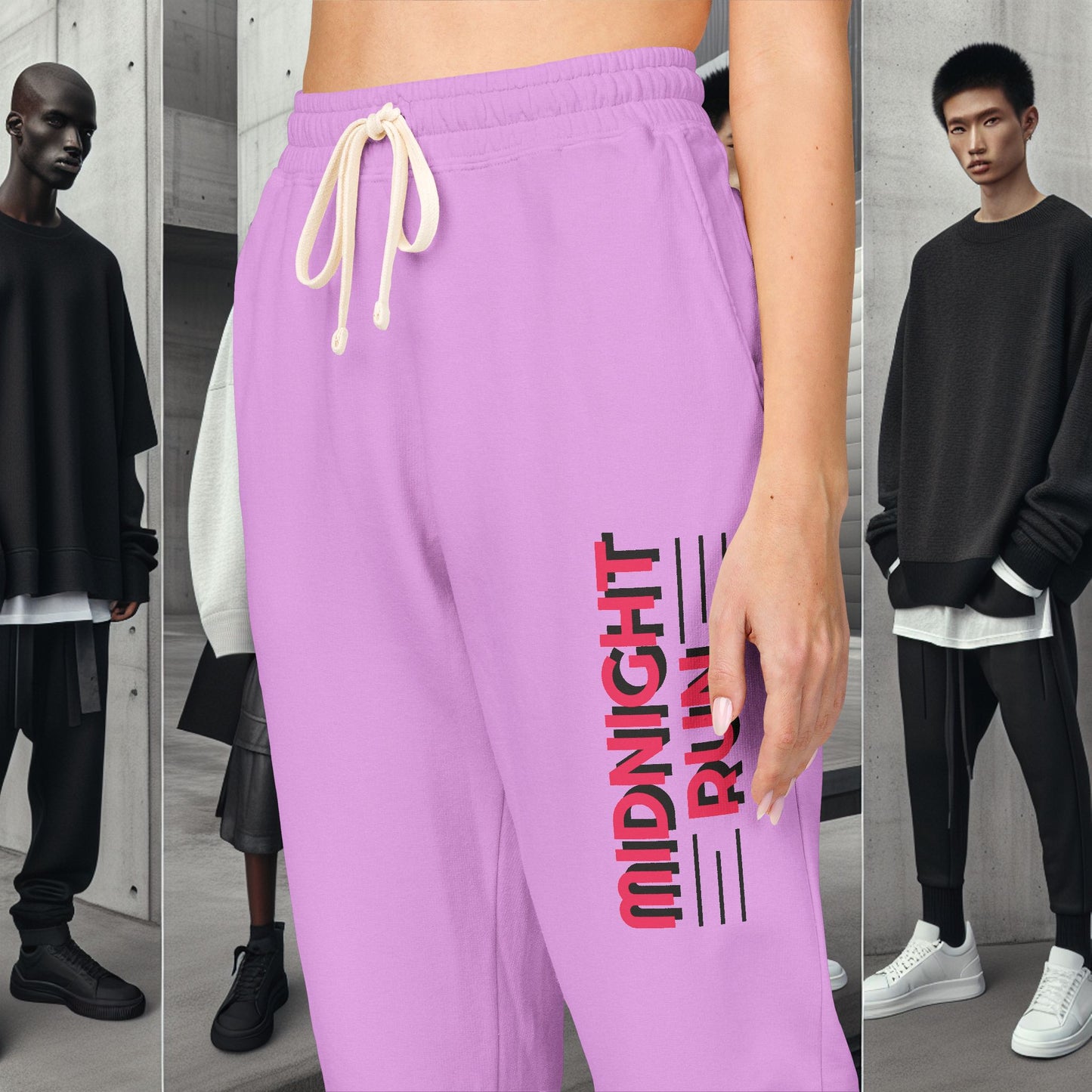 Unisex Fleece Sweatpants with Playful Design_ Series UWD 080_ Limited Edition Cozy Lounge Pants by WesternWaves: