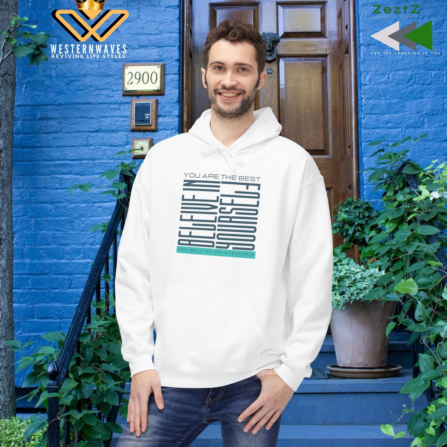 Unisex Midweight Softstyle Fleece Hoodie_ N2+ Series SMWSSFH PT2WW005_Limited Edition Luxuriously Soft 100% Cotton Face by WesternWaves:
