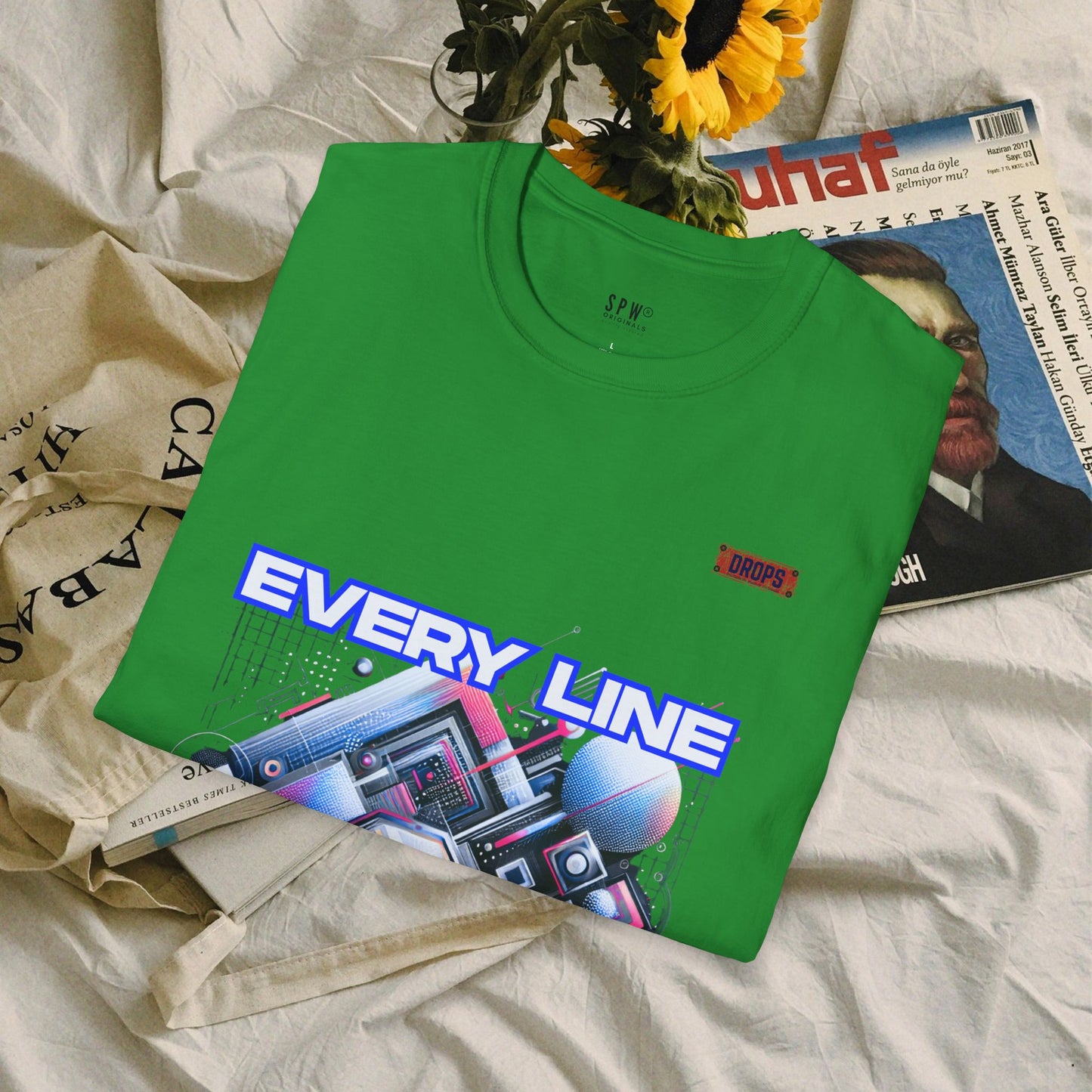 Every Line Graphic Unisex Softstyle T-Shirt | Retro Art Tee, Casual Wear, Gift for Art Lovers, Streetwear, Everyday Style