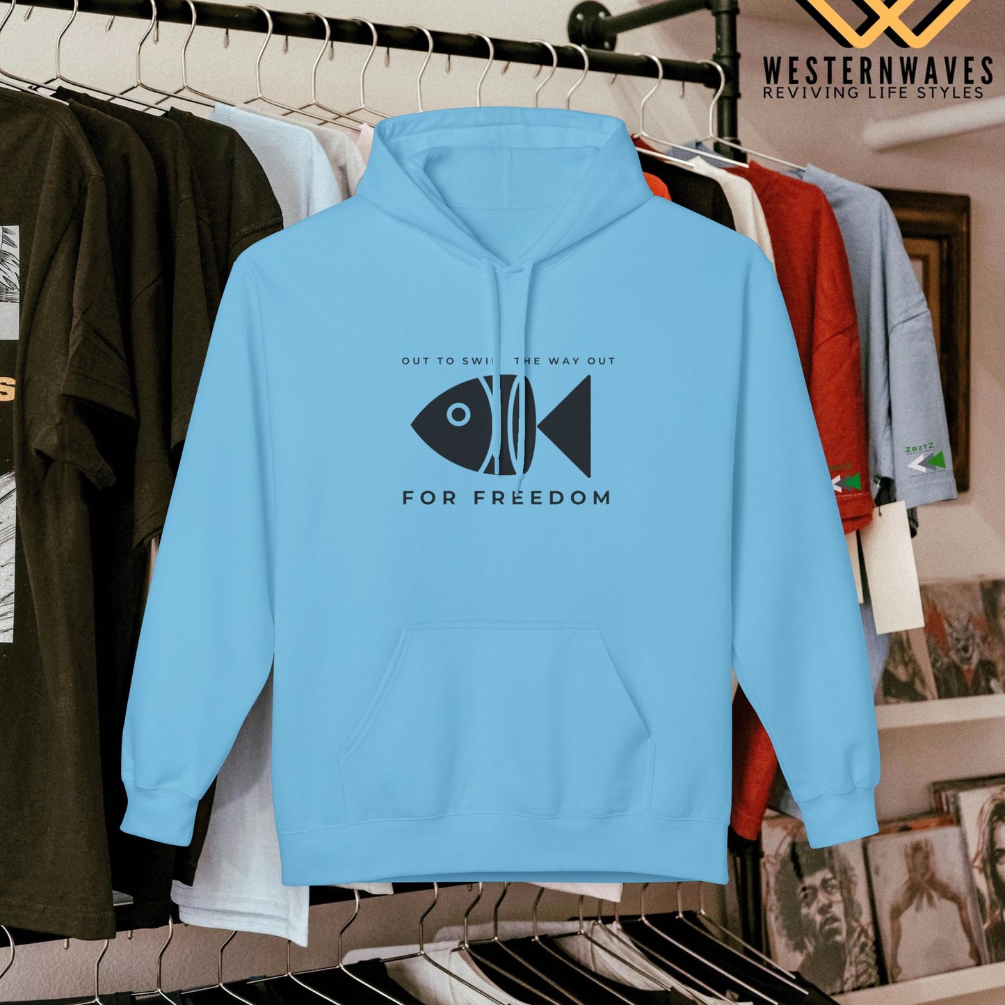 Unisex Midweight Softstyle Fleece Hoodie_ N3+ Series USMWXXFH PI2WW001_ Limited Edition by WesternWaves: