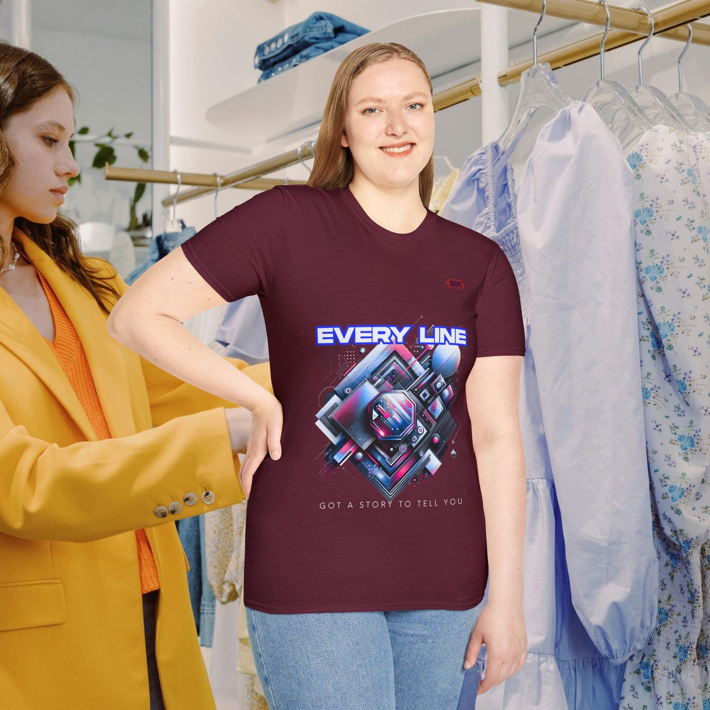 Every Line Graphic Unisex Softstyle T-Shirt | Retro Art Tee, Casual Wear, Gift for Art Lovers, Streetwear, Everyday Style