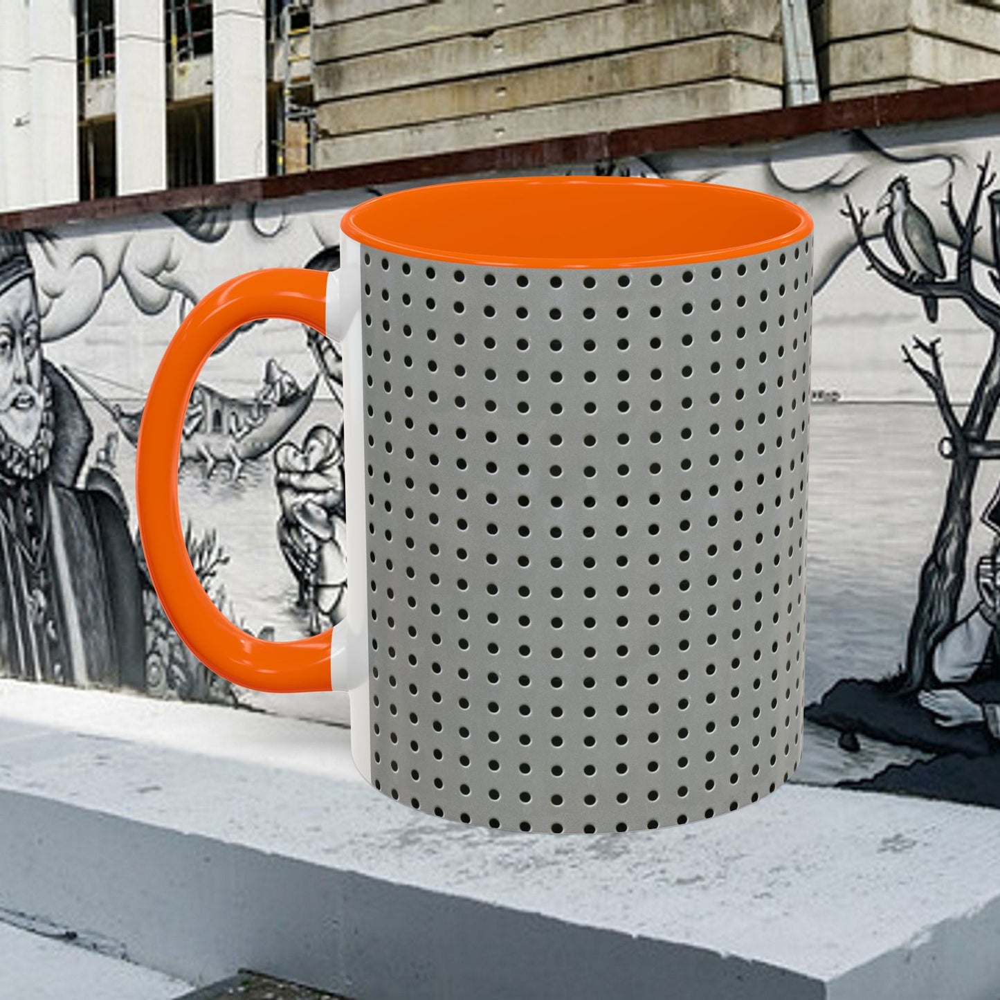Two Tone Accent Coffee Mug 11oz_ N7+ Series ACMUG11OZ PT2WW001_ Limited Edition Stylish Perforated Design by WesternWaves: