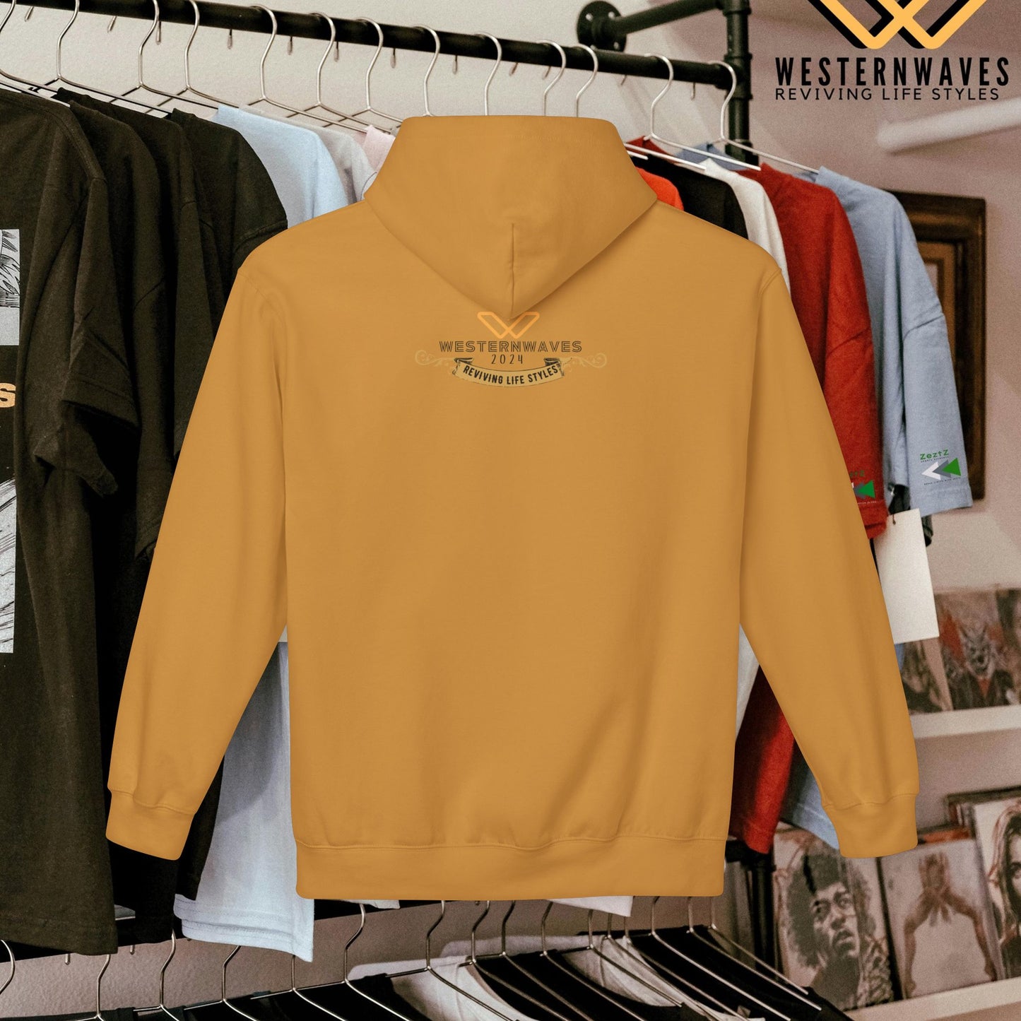 Unisex Midweight Softstyle Fleece Hoodie_ N3+ Series USMWSSFH PT2WW010_ Limited Edition Luxuriously Soft 100% Cotton Face by WesternWaves: