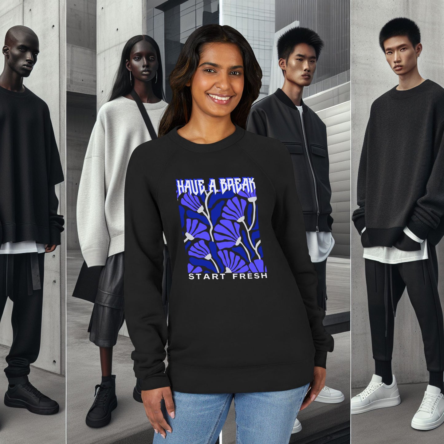 Unisex Sponge Fleece Raglan Sweatshirt_ Series UWD 062_ Limited Edition Cozy Fashion Streewear by WesternWaves: