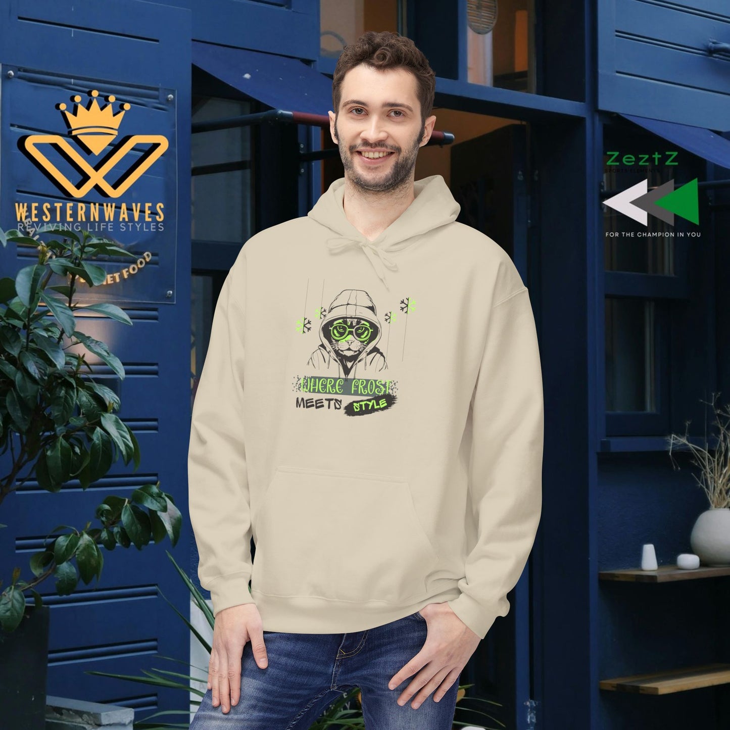 Unisex Midweight Softstyle Fleece Hoodie_ N3+ Series USMWSSFH PT2WW001_ Limited Edition Luxuriously Soft 100% Cotton Face by WesternWaves:
