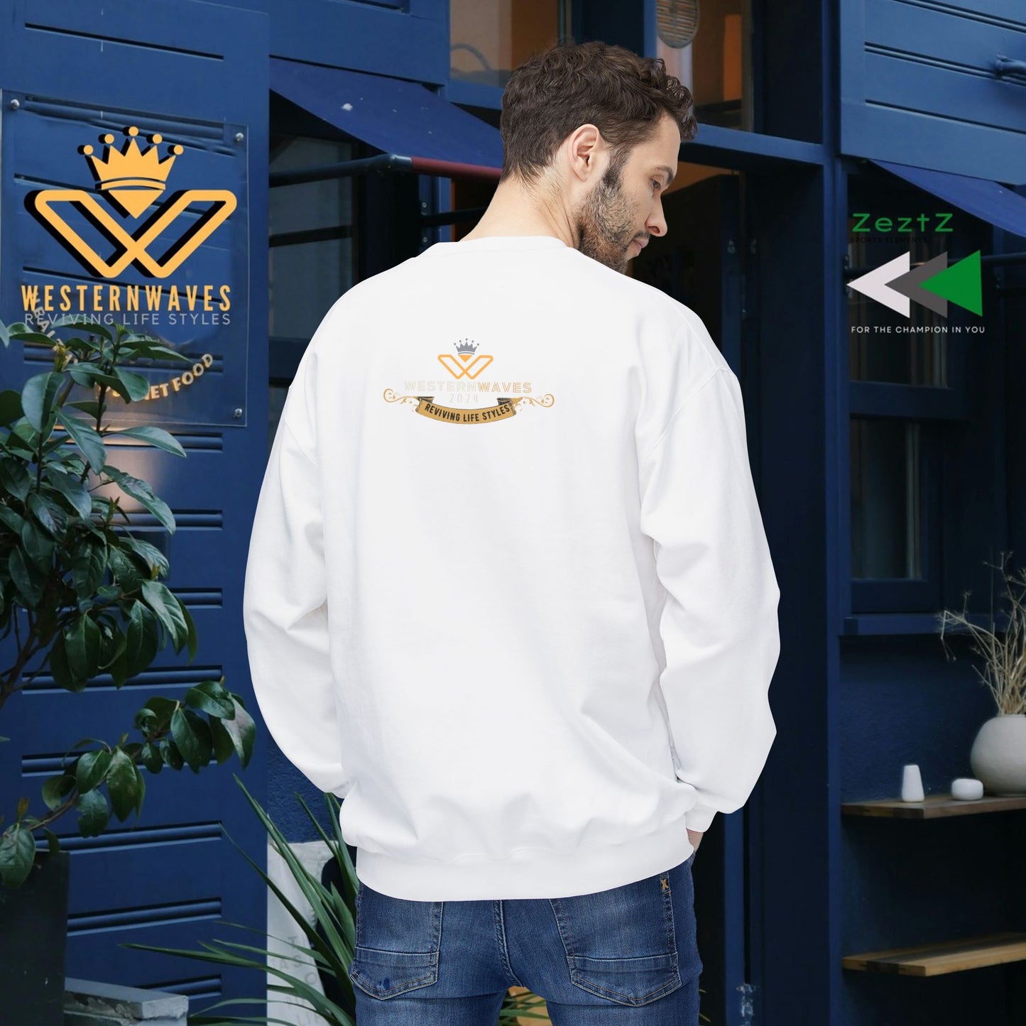 Unisex Midweight Fleece Crewneck Sweatshirt_ N3+ Series UXMWFCS PT2WW015_ WesternWaves Signature Limited Edition: