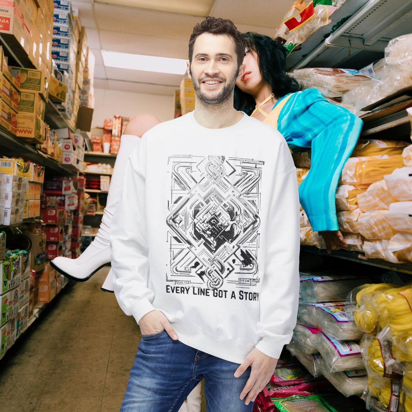 Every Line Got A Story Sweatshirt | Unisex Fleece Crewneck, Cozy Pullover, Artistic Gift, Casual Layer, Everyday Wear