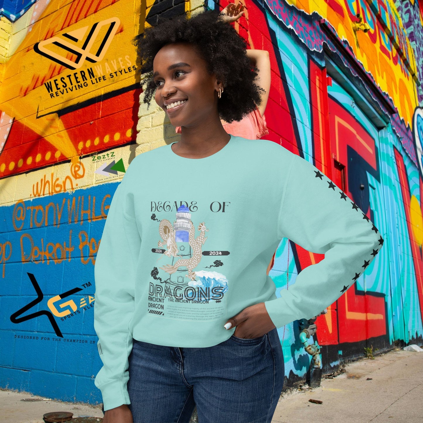 Unisex Lightweight Crewneck Sweatshirt_ N3+ Series ULWCSS PT2WW013_ Limited Edition Conscious Fashion Collaboration by WesternWaves: