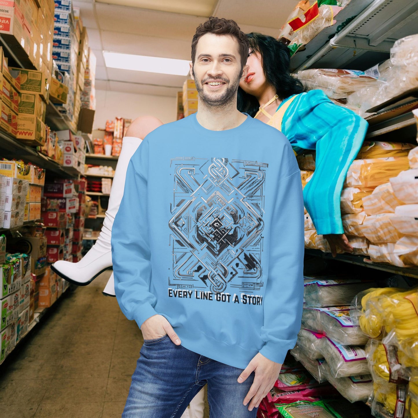 Every Line Got A Story Sweatshirt | Unisex Fleece Crewneck, Cozy Pullover, Artistic Gift, Casual Layer, Everyday Wear