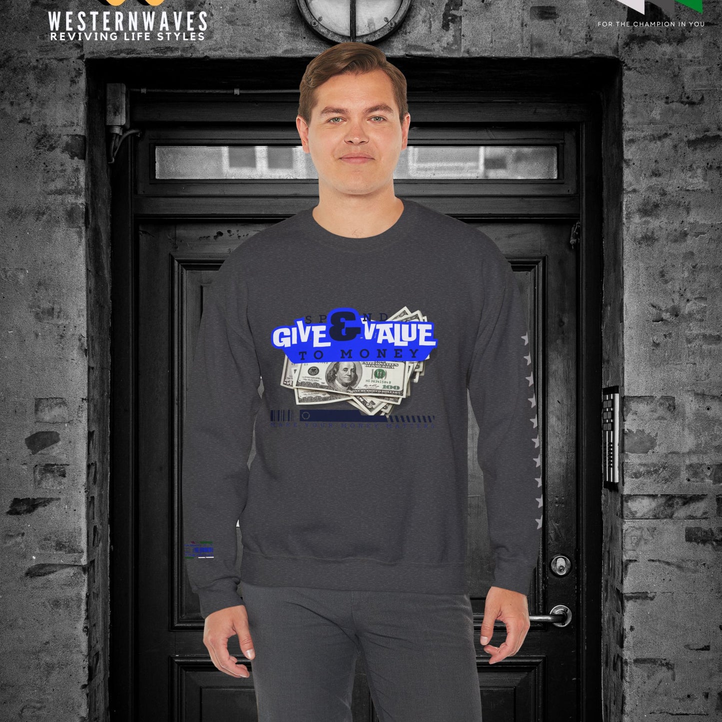 Unisex Heavy Blend™ Crewneck Sweatshirt_ N3+ Series UHBCSS PT2WW036_ Limited Edition Pure Luxury By WesternWaves: