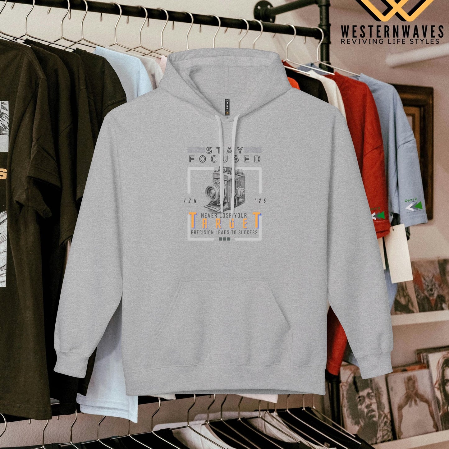 Unisex Midweight Softstyle Fleece Hoodie_ N3+ Series USMWSSFH PT2WW006_ Limited Edition Luxuriously Soft 100% Cotton Face by WesternWaves: