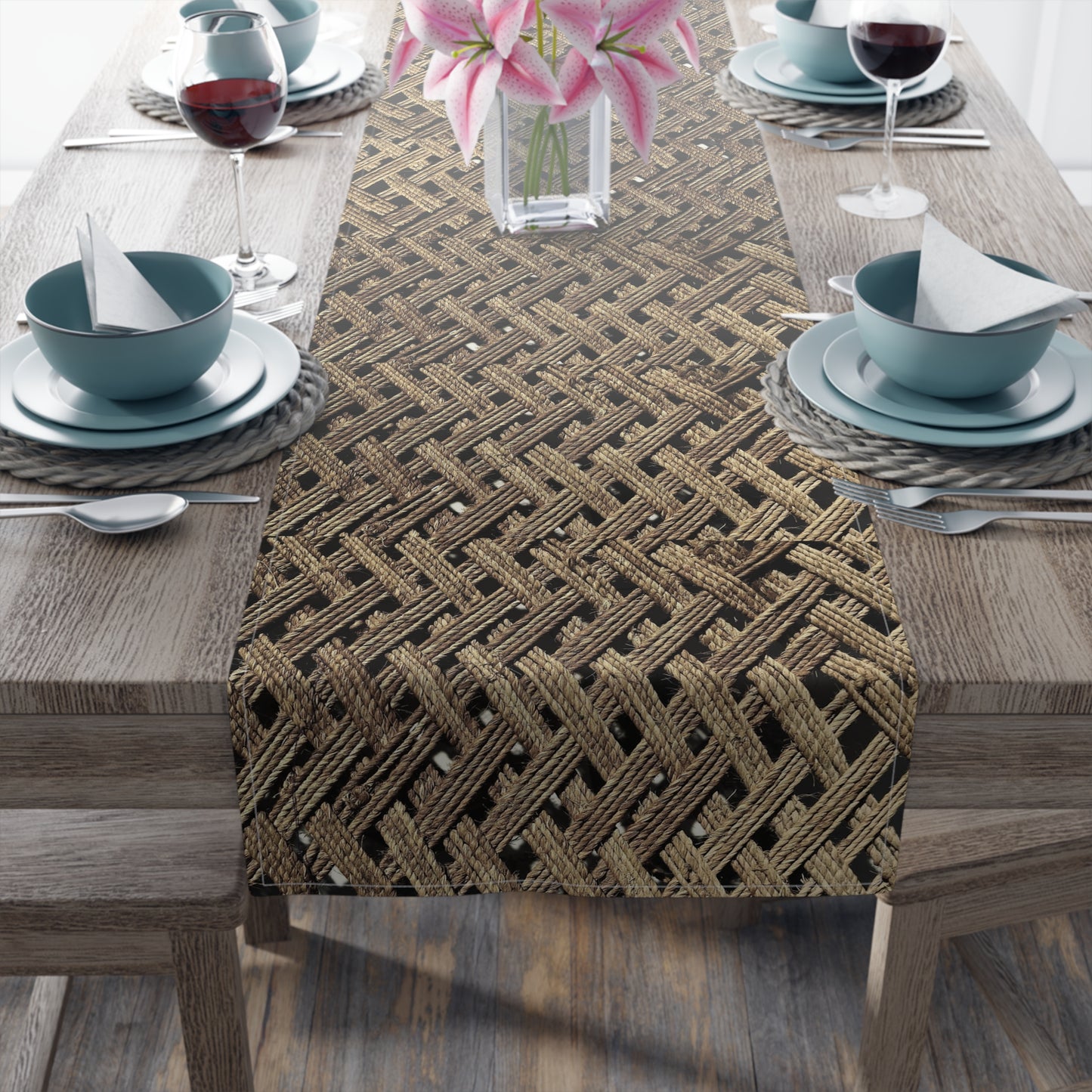 Title: Table Runner (Cotton, Poly)_ Rustic Natural Weave Table Runner for Stylish Dining_ N7+ Series TRUNNER PT2WW005_ Limited Edition by WesternWaves_