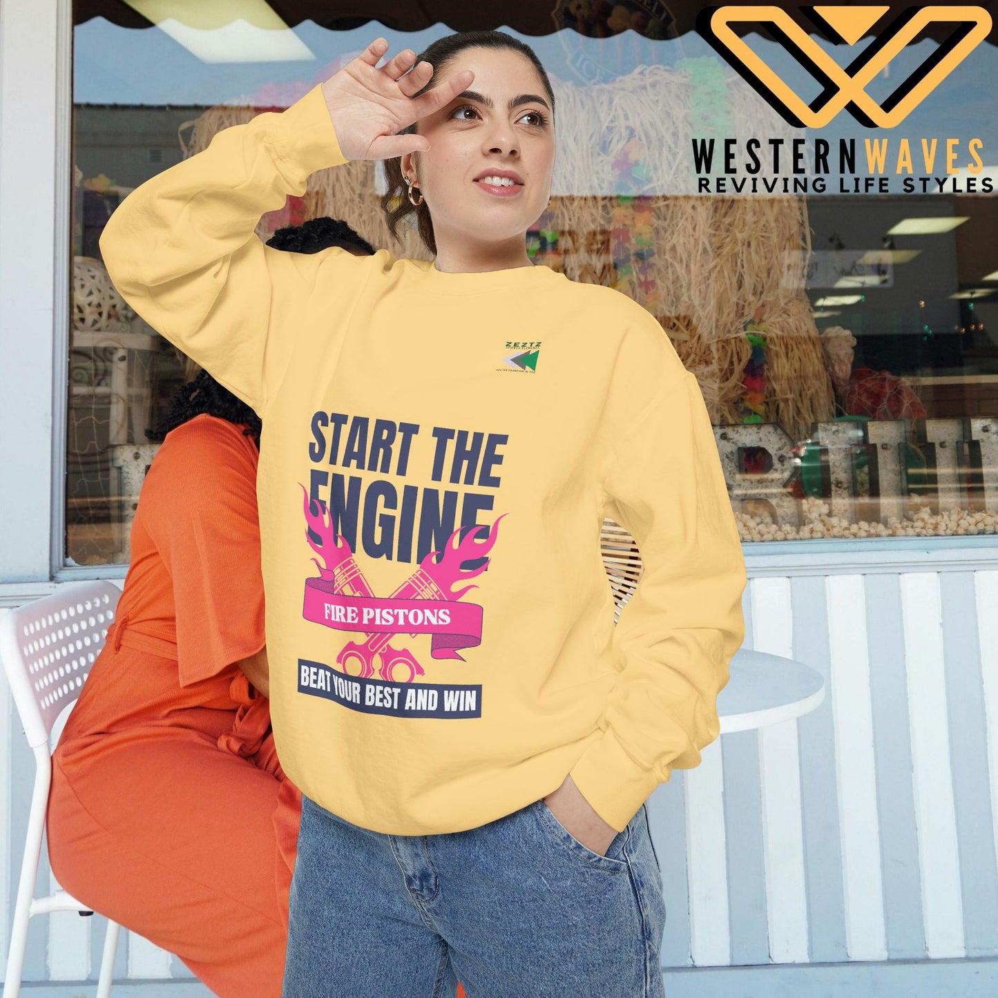 Unisex Garment-Dyed Sweatshirt_ N2 Series USGDSS PT2WW002_ Limited Edition Masterpiece of ‘ZeztZ’ Sports Brand _ Luxury & Casual Comfort by WesternWaves:
