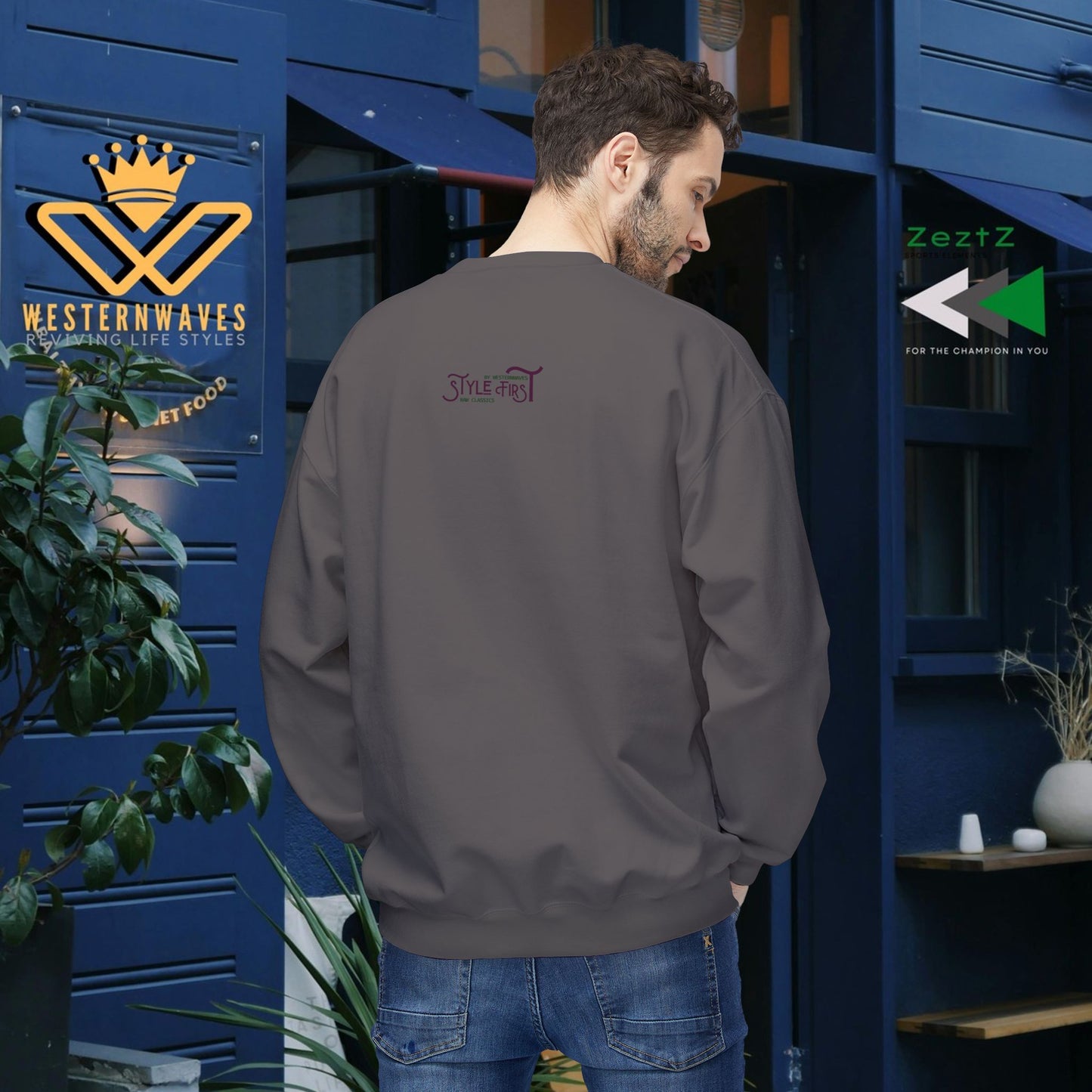 Unisex Midweight Softstyle Fleece Crewneck Sweatshirt_ N2+ Series USMWSSFCNSS PT2WW010_ Limited Edition Stylish Eco-conscious Raw Classic by WesternWaves: