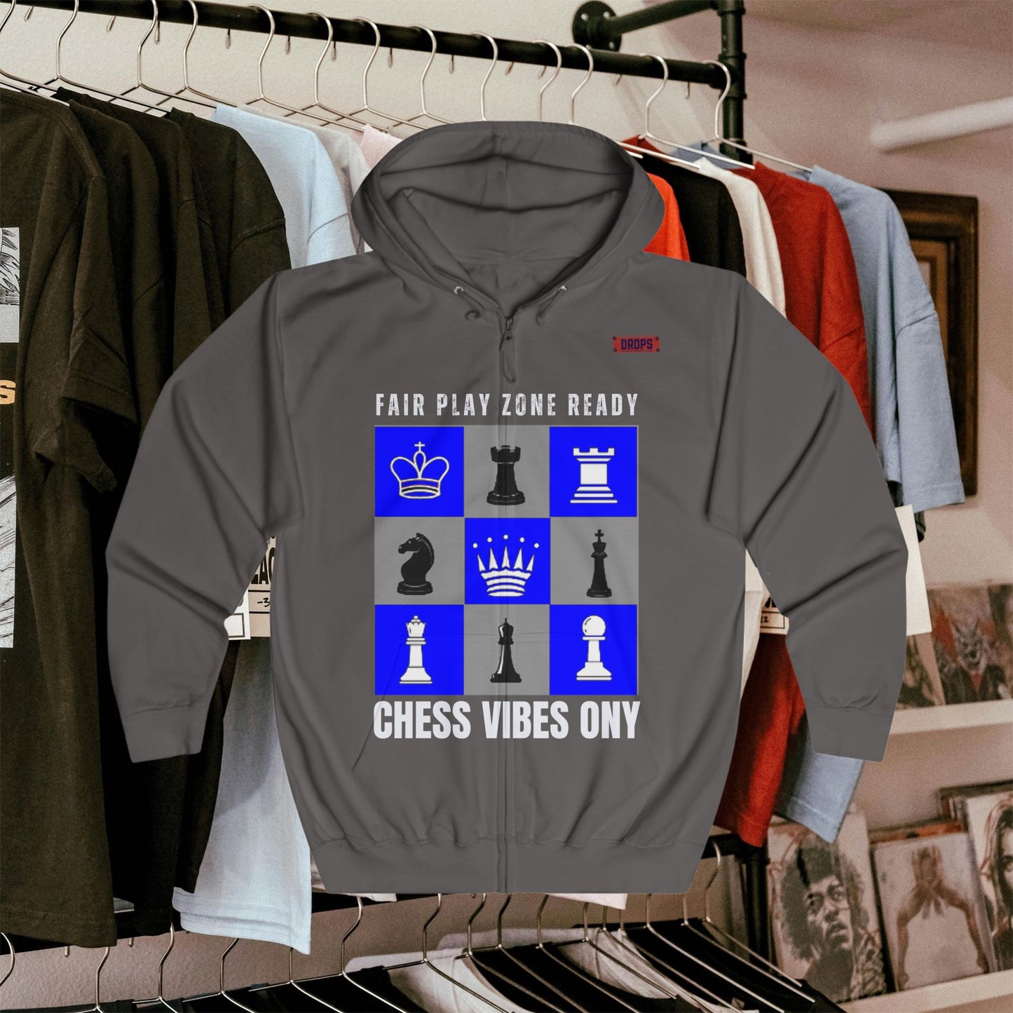 Unisex Full Zip Hoodie_ UWDP3_ Series N8+ USFZH PT2WW001_ Limited Edition Unique Chess Merch by WesternWaves: