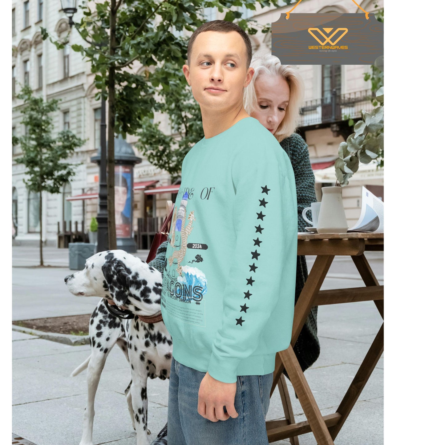 Unisex Lightweight Crewneck Sweatshirt_ N3+ Series ULWCSS PT2WW013_ Limited Edition Conscious Fashion Collaboration by WesternWaves: