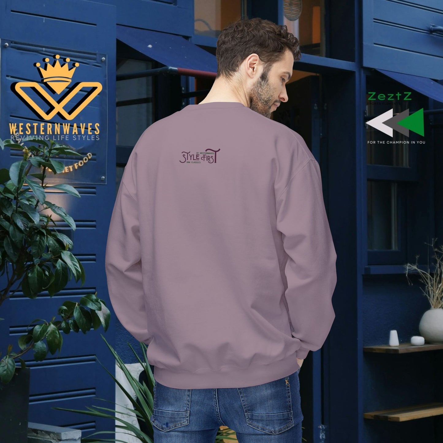 Unisex Midweight Softstyle Fleece Crewneck Sweatshirt_ N2+ Series USMWSSFCNSS PT2WW010_ Limited Edition Stylish Eco-conscious Raw Classic by WesternWaves: