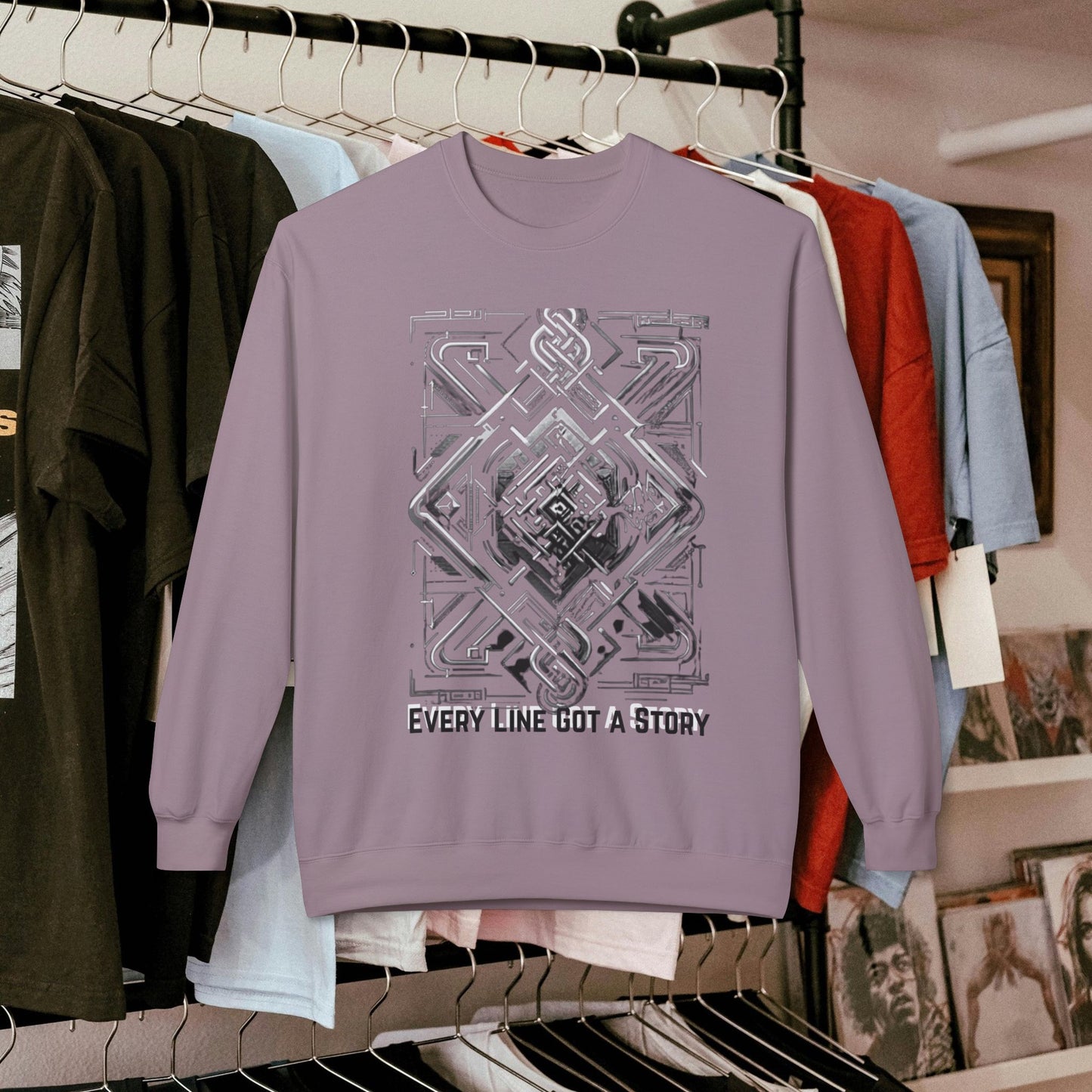 Every Line Got A Story Sweatshirt | Unisex Fleece Crewneck, Cozy Pullover, Artistic Gift, Casual Layer, Everyday Wear