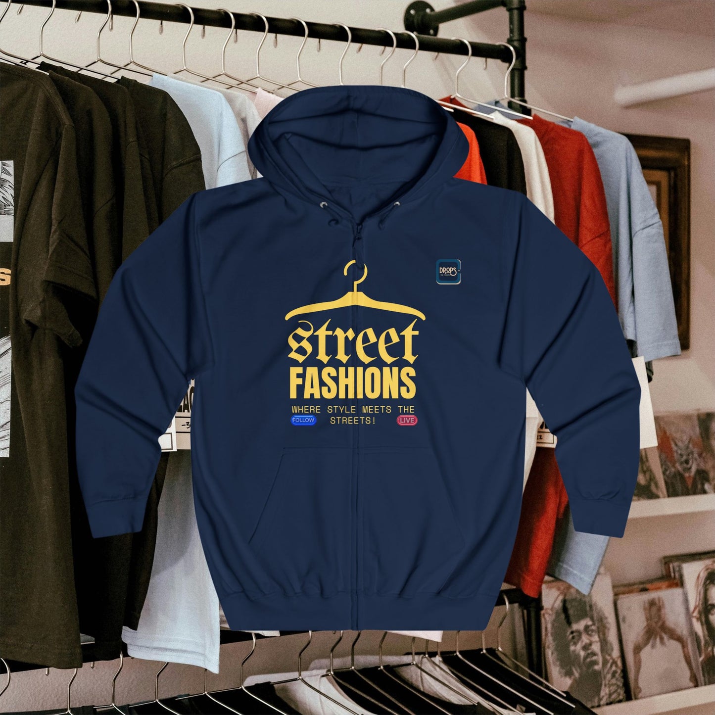 Unisex Full Zip Hoodie_ N7+ Series USFZHOODIE PT2WW002_ Limited Edition Street Fashions by WesternWaves: