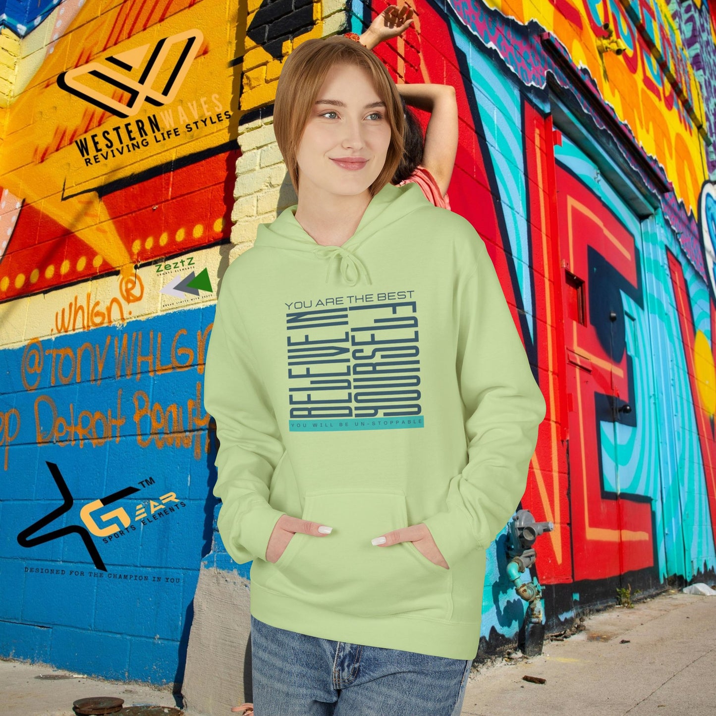 Unisex Midweight Softstyle Fleece Hoodie_ N2+ Series SMWSSFH PT2WW005_Limited Edition Luxuriously Soft 100% Cotton Face by WesternWaves: