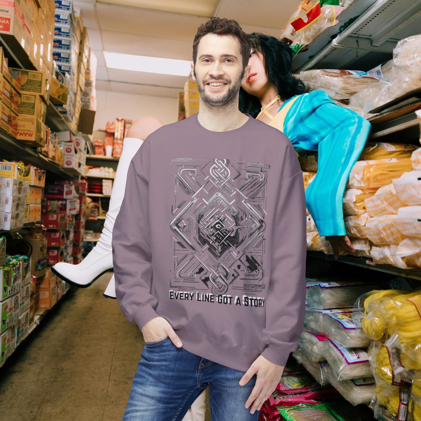 Every Line Got A Story Sweatshirt | Unisex Fleece Crewneck, Cozy Pullover, Artistic Gift, Casual Layer, Everyday Wear