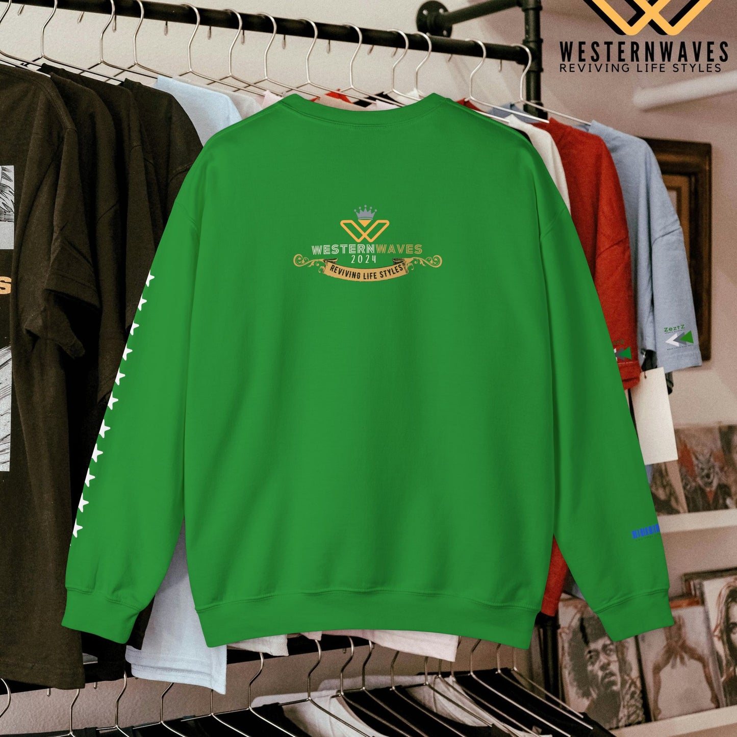 Unisex Heavy Blend™ Crewneck Sweatshirt_ N3+ Series UHBCSS PT2WW005_ Limited Edition Pure Luxury By WesternWaves: