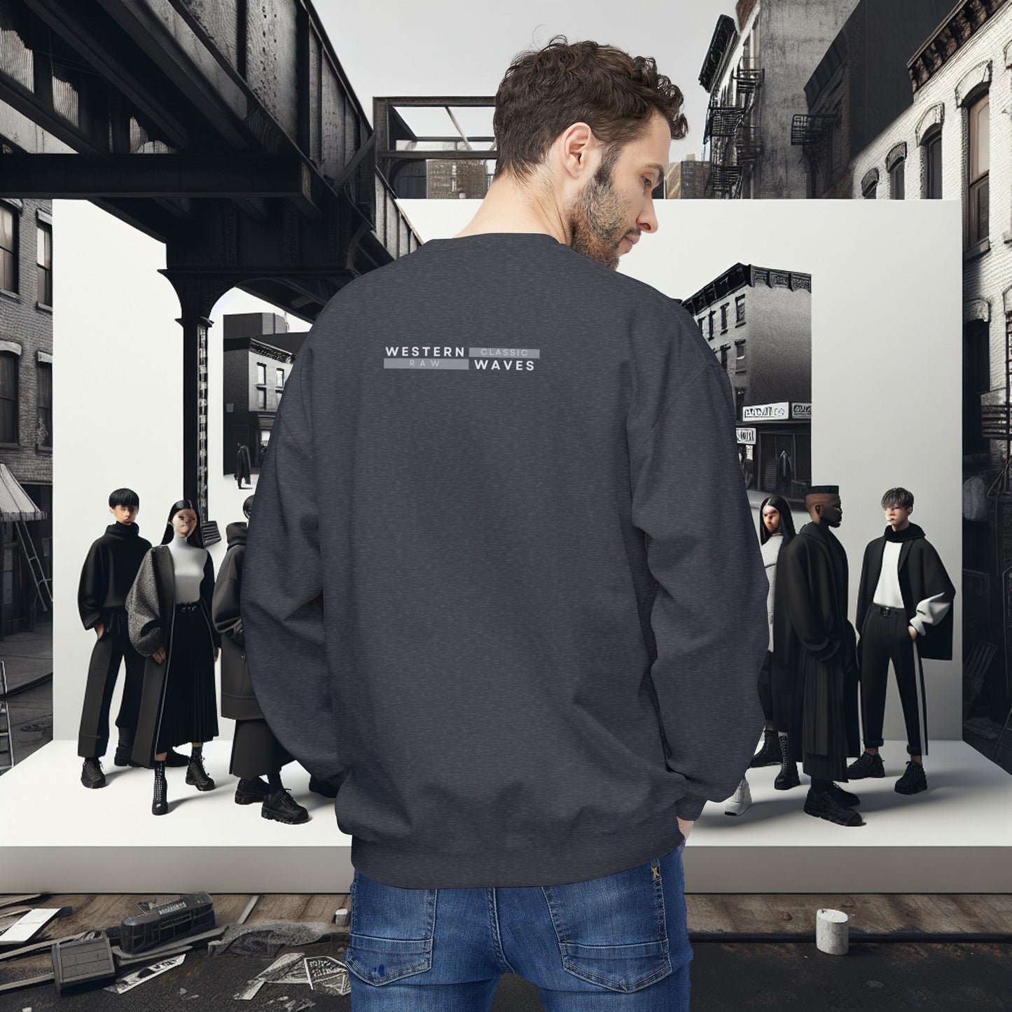 Urban Nomad Fleece Crewneck Sweatshirt_ UWD 0027_ | Cozy Streetwear Style, Perfect for Travel, Gifts, Fall & Winter Layers, Graphic Pullover